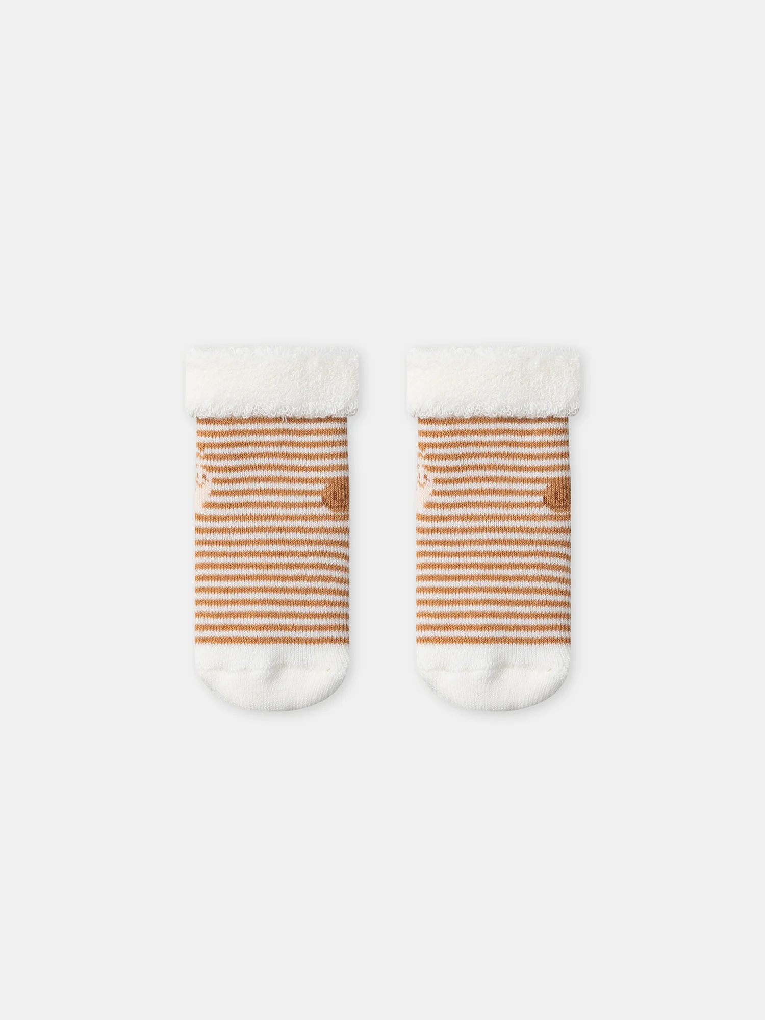 Lot de 2 paires de chaussettes écrues ou à rayures marrons Naissance Mixte - Image 3