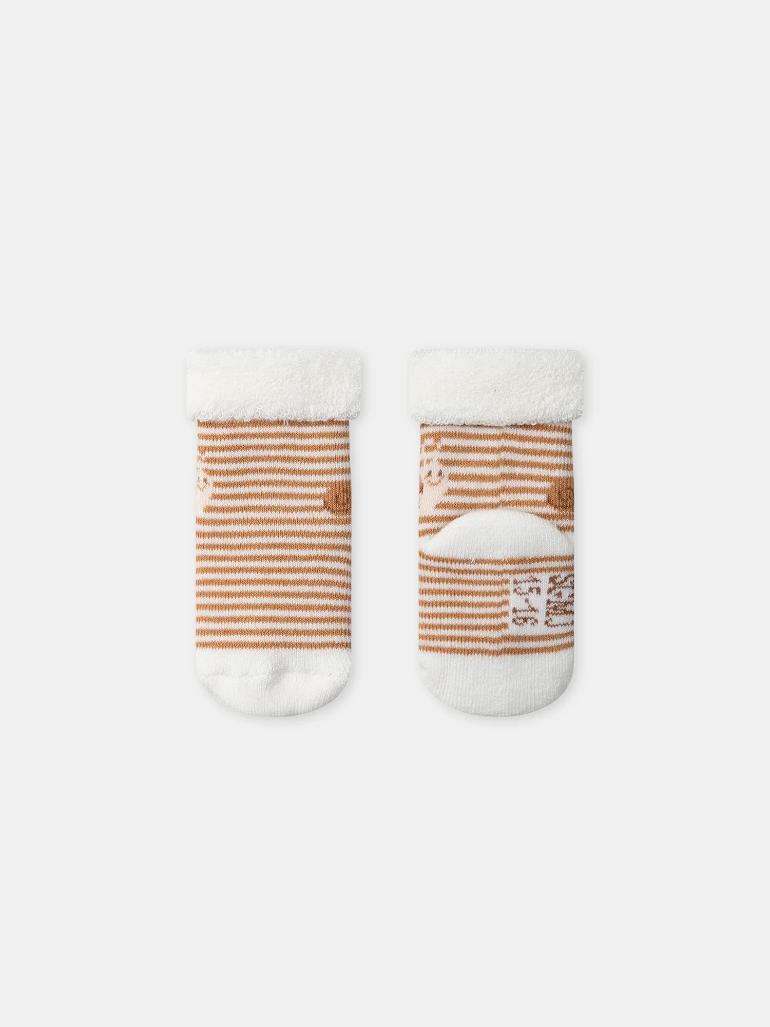 Lot de 2 paires de chaussettes écrues ou à rayures marrons Naissance Mixte - Image 4