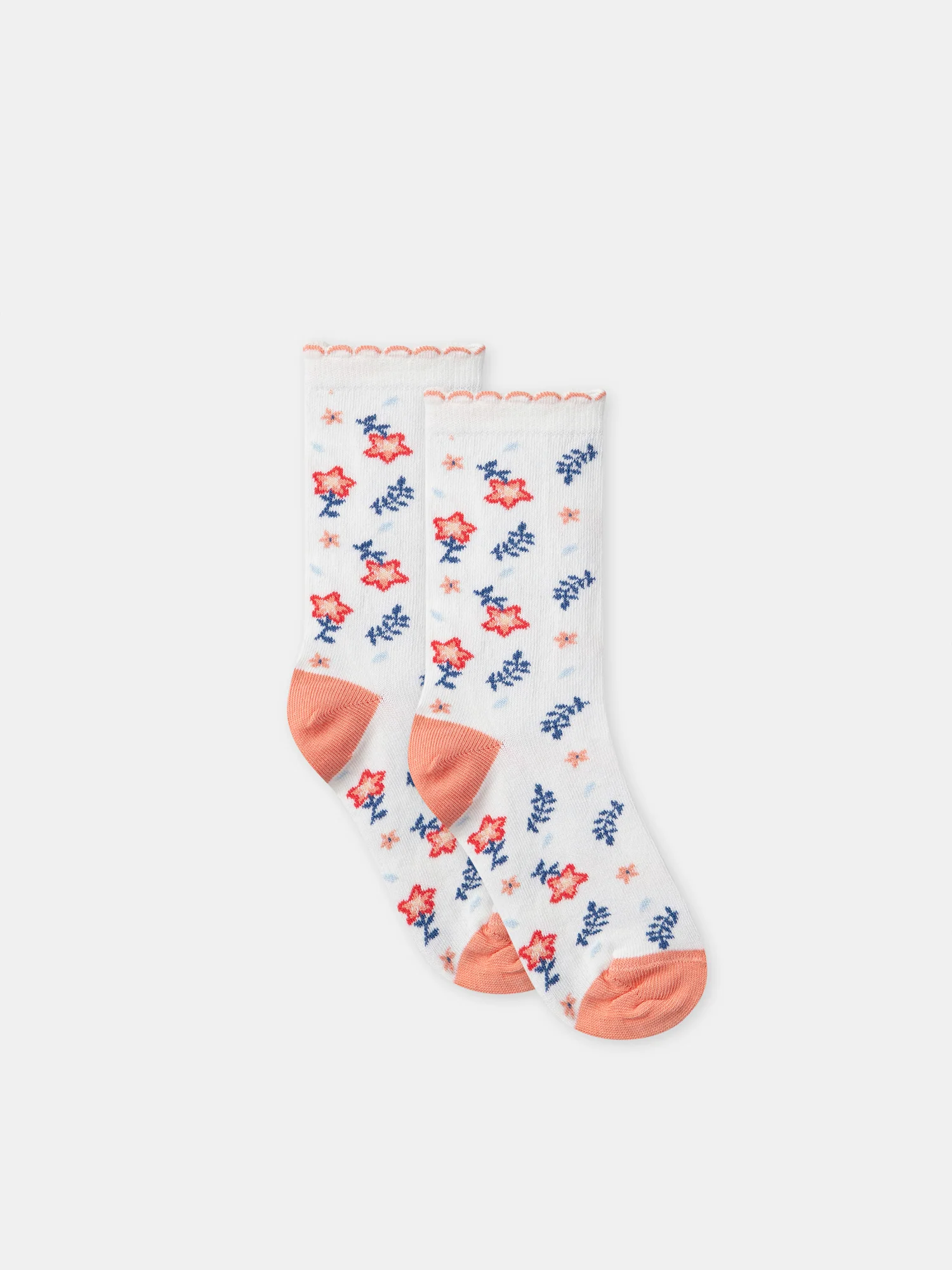 Chaussette écru à motif fleurs Fille