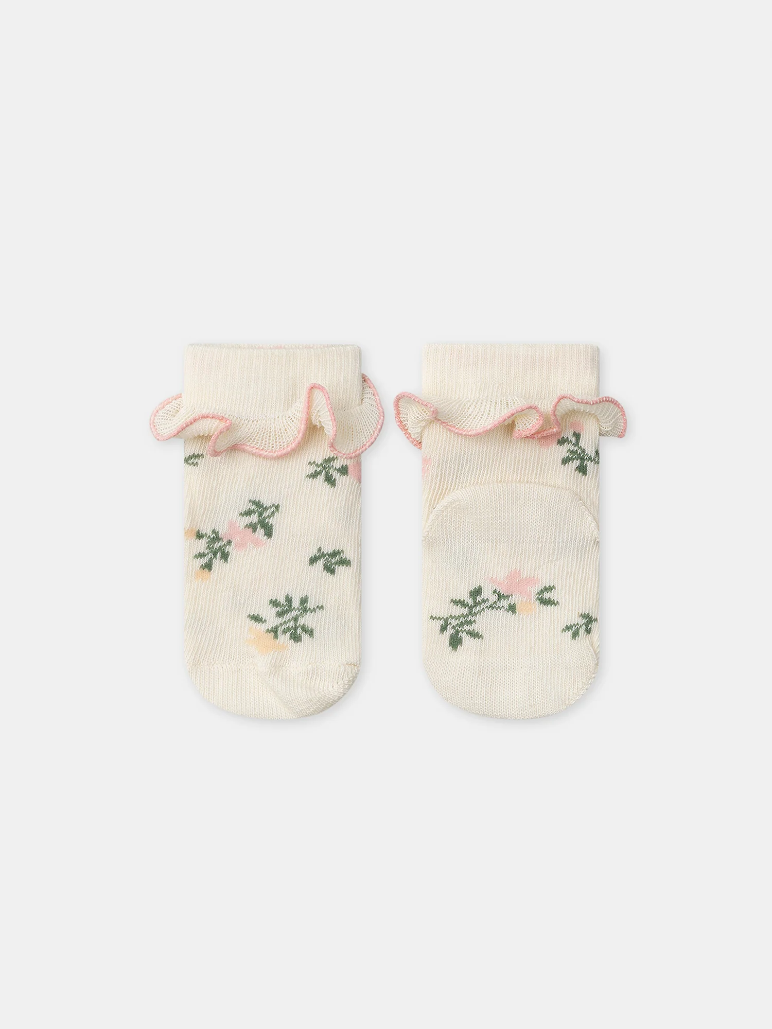 Chaussettes écrues à fleurs Bébé Fille - Image 3