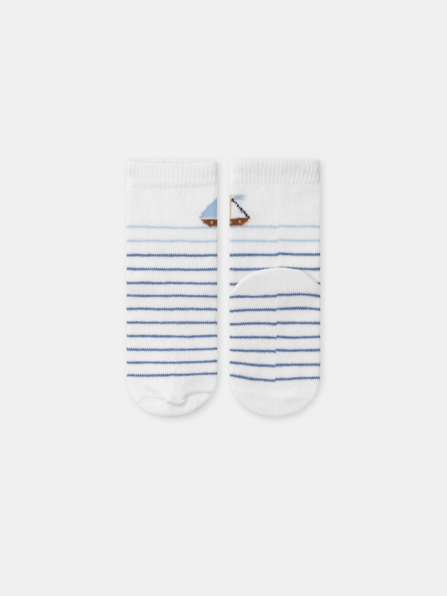 Chaussettes écrues à rayures bleues Bébé Garçon - Image 3