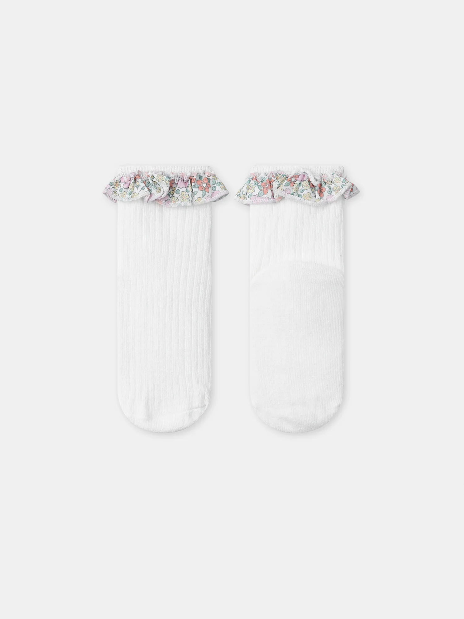 Chaussettes écrues à volant fleuri Bébé Fille - Image 3
