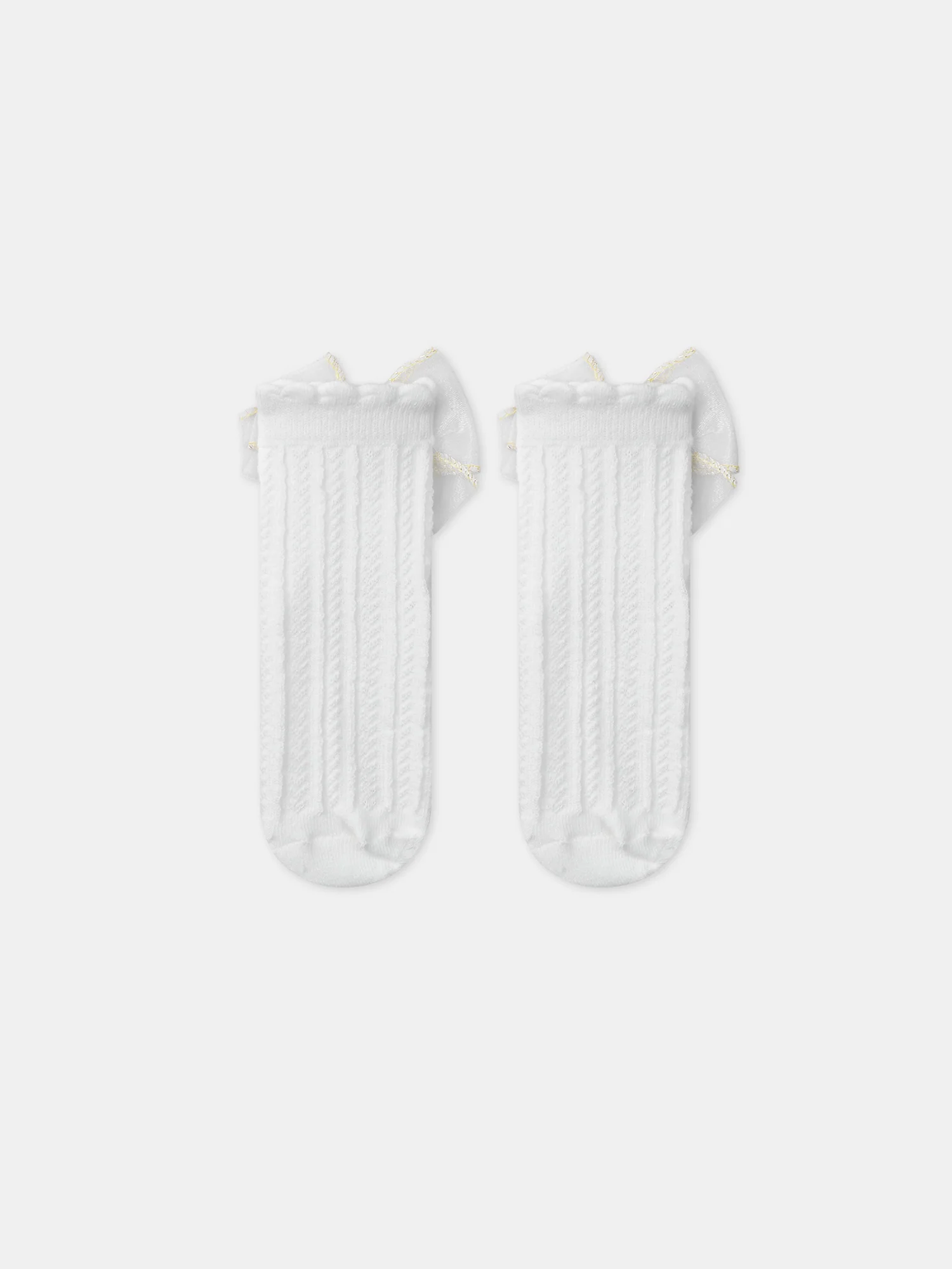 Chaussettes écrues avec noeud en tulle - Image 2