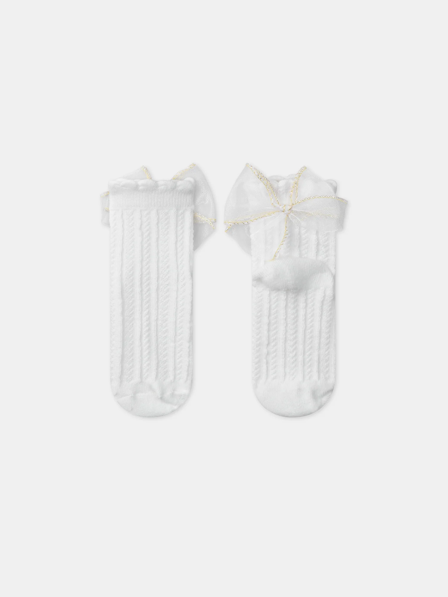 Chaussettes écrues avec noeud en tulle - Image 3
