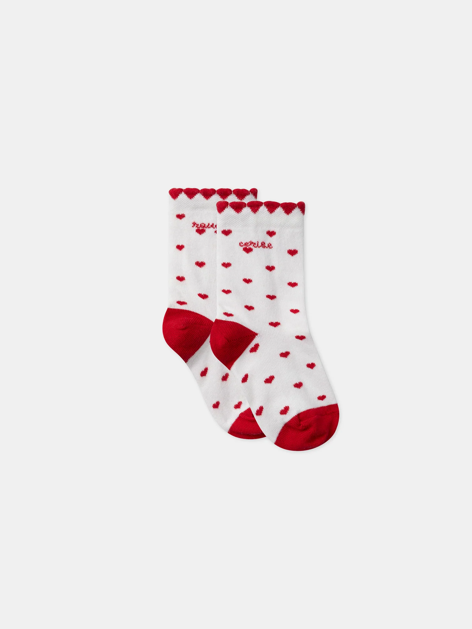 Chaussettes écrues jacquard coeur - Image 3
