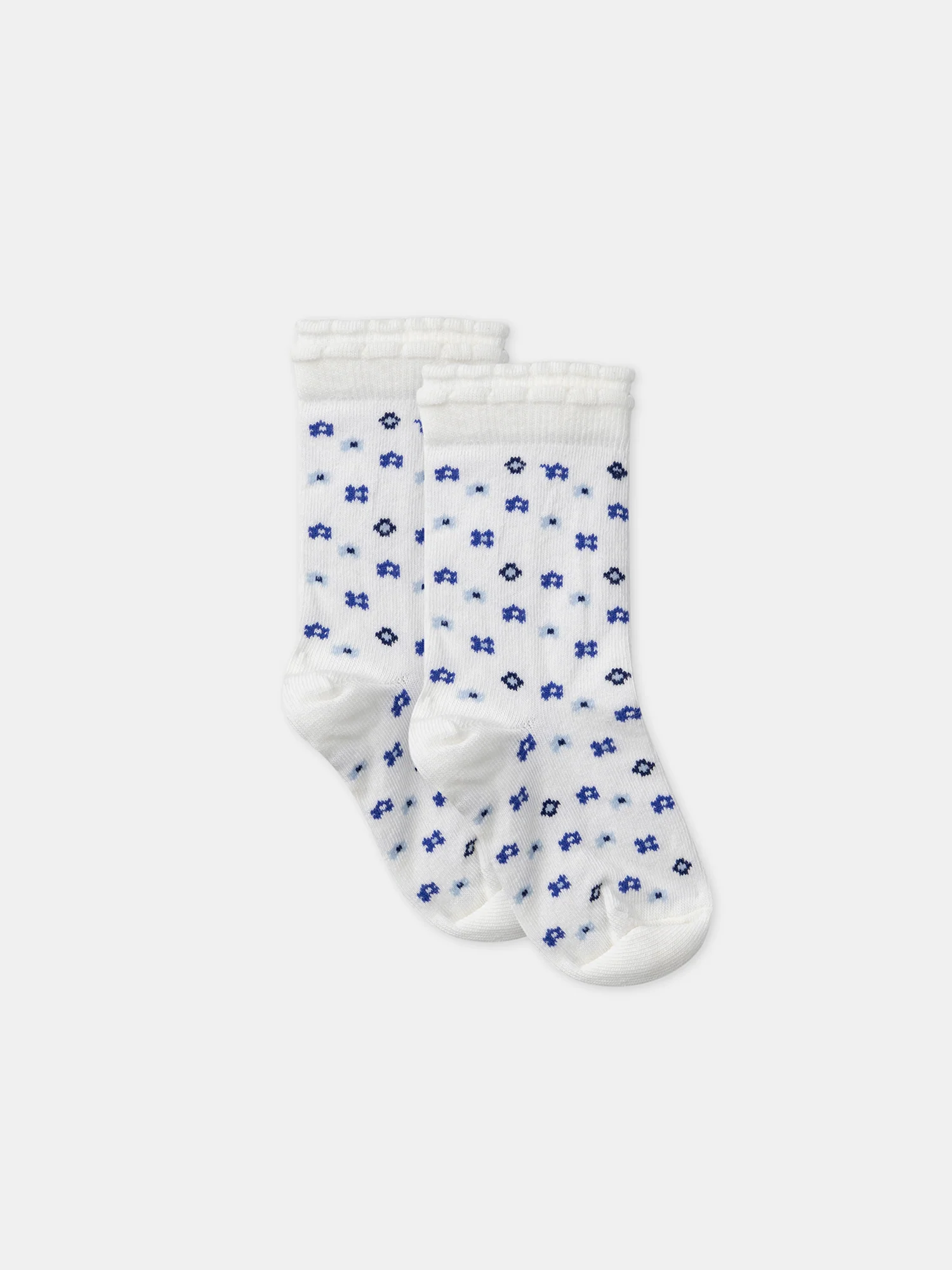 Chaussettes écrues jacquard fleur - Image 4