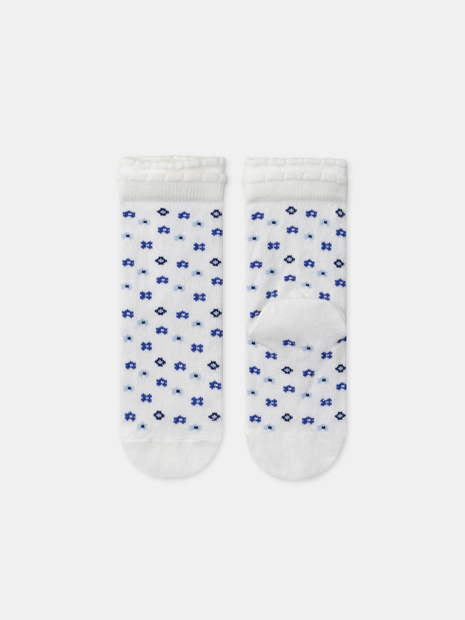 Chaussettes écrues jacquard fleur - Image 5