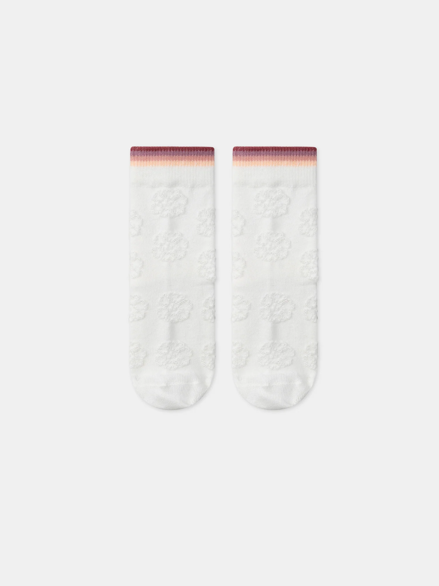 Chaussettes écrues jacquard fleur uni - Image 2