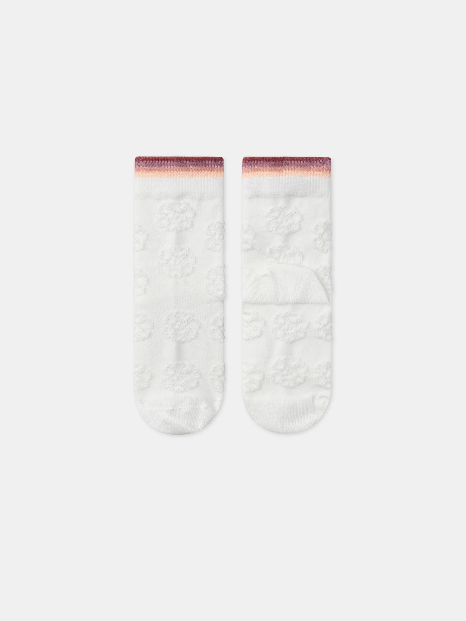 Chaussettes écrues jacquard fleur uni - Image 3