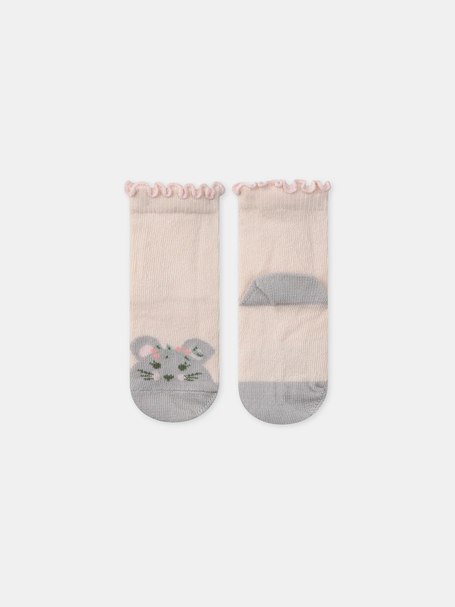 Chaussettes écrues jacquard souris - Image 3