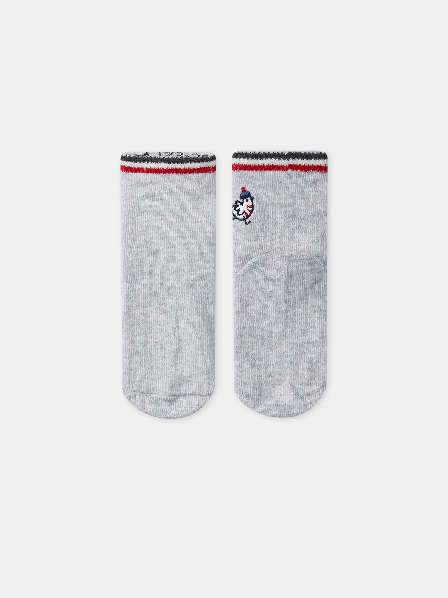 Chaussettes gris chiné brodées - Image 3
