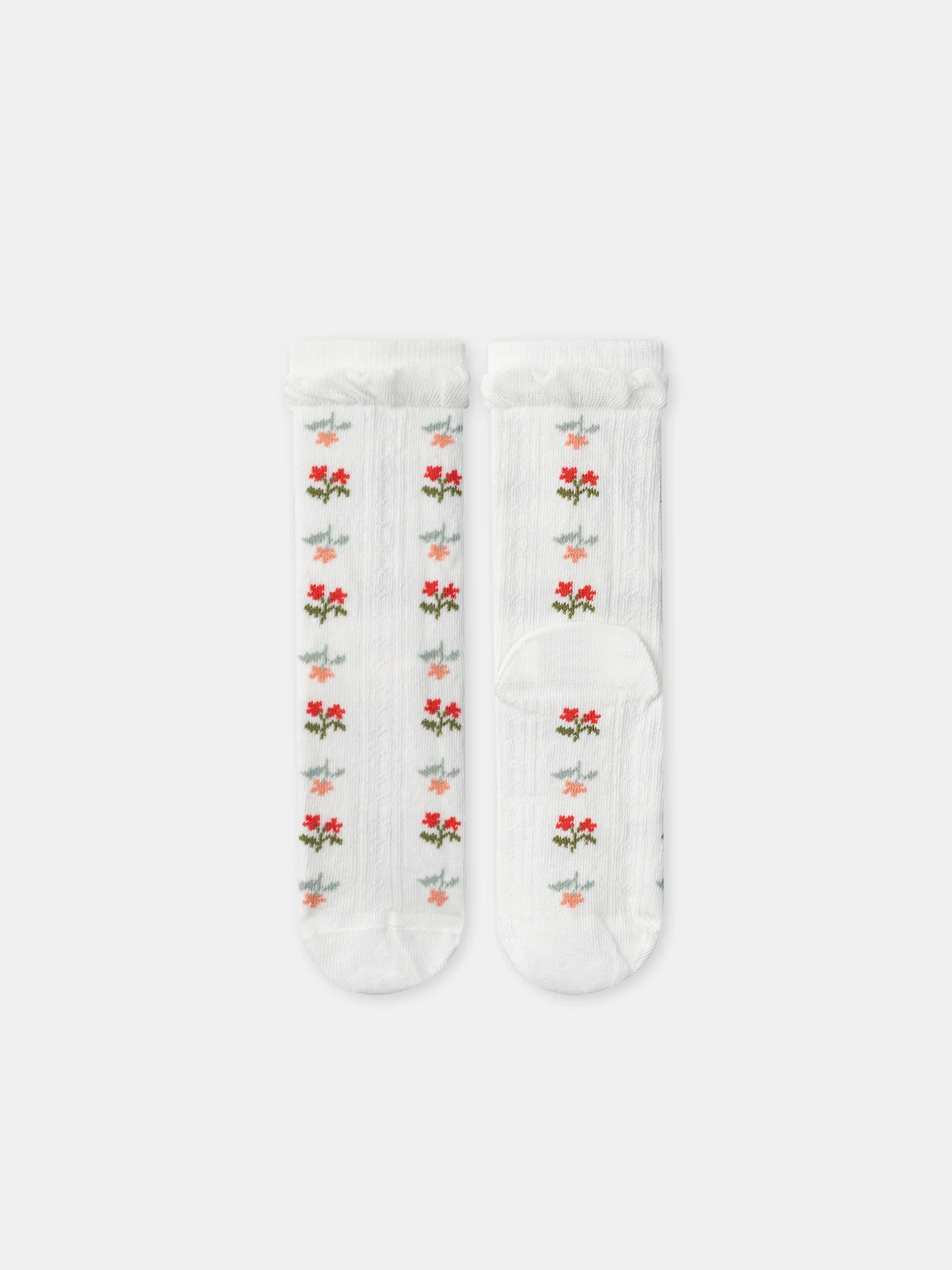 Chaussette écrue à fleurs et volants Fille - Image 3
