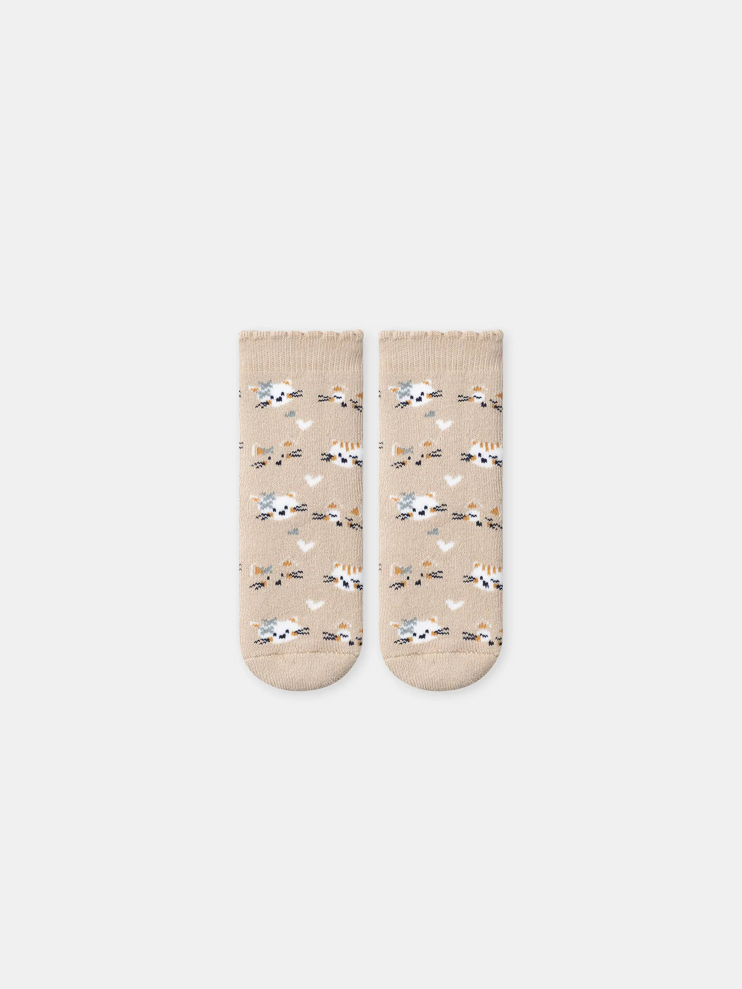 Chaussettes beiges à motifs têtes de chats Bébé Fille - Image 2