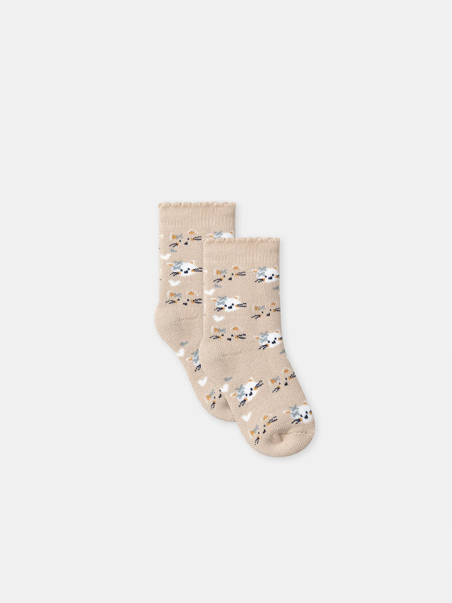Chaussettes beiges à motifs têtes de chats Bébé Fille - Image 4