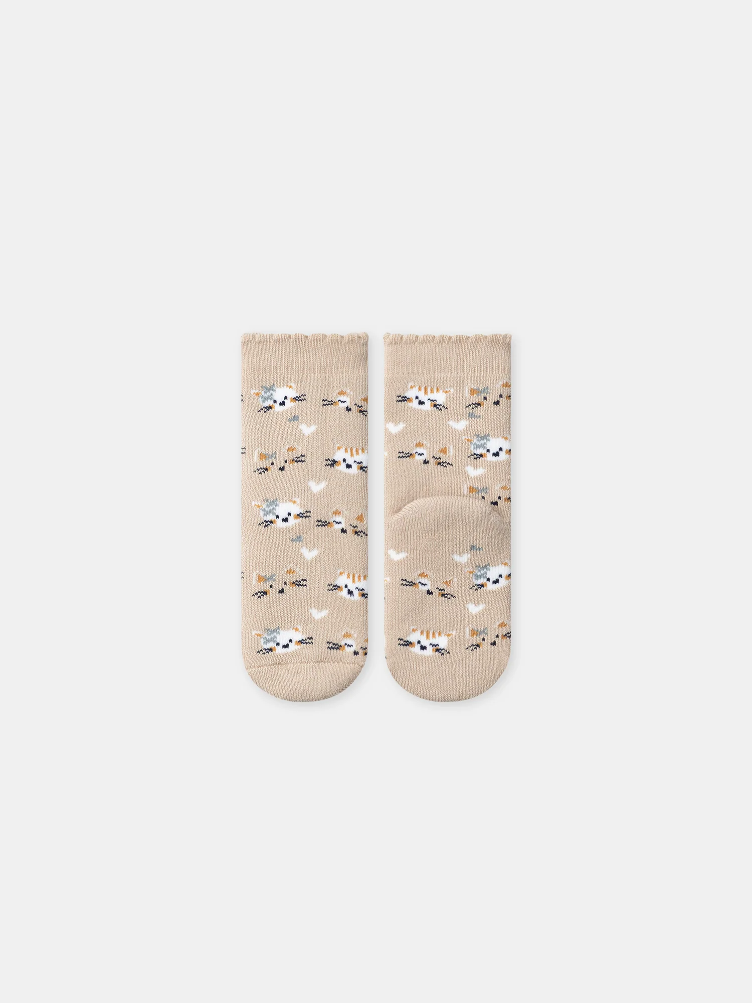 Chaussettes beiges à motifs têtes de chats Bébé Fille - Image 5