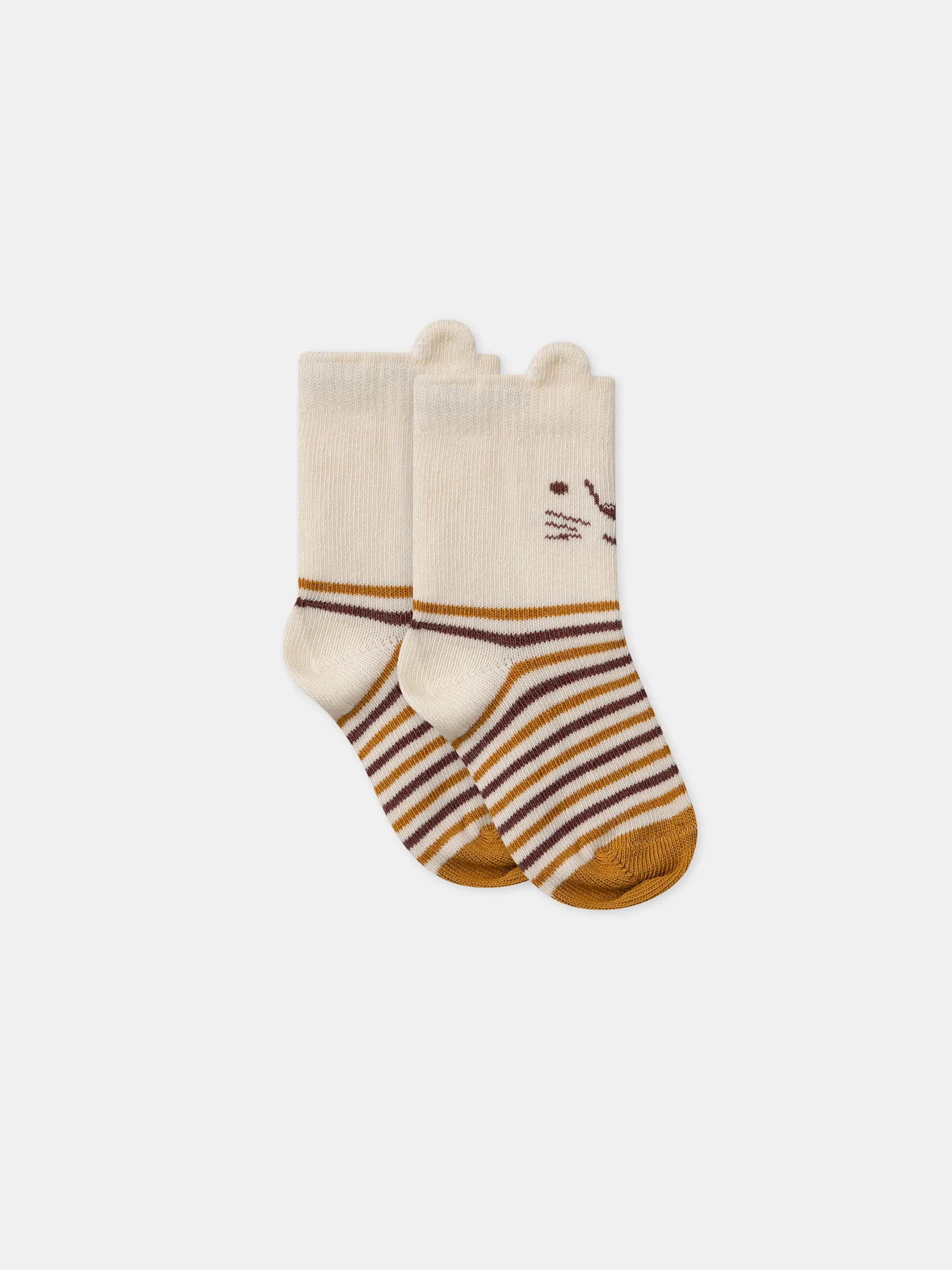 Chaussettes rayées avec visage de lion