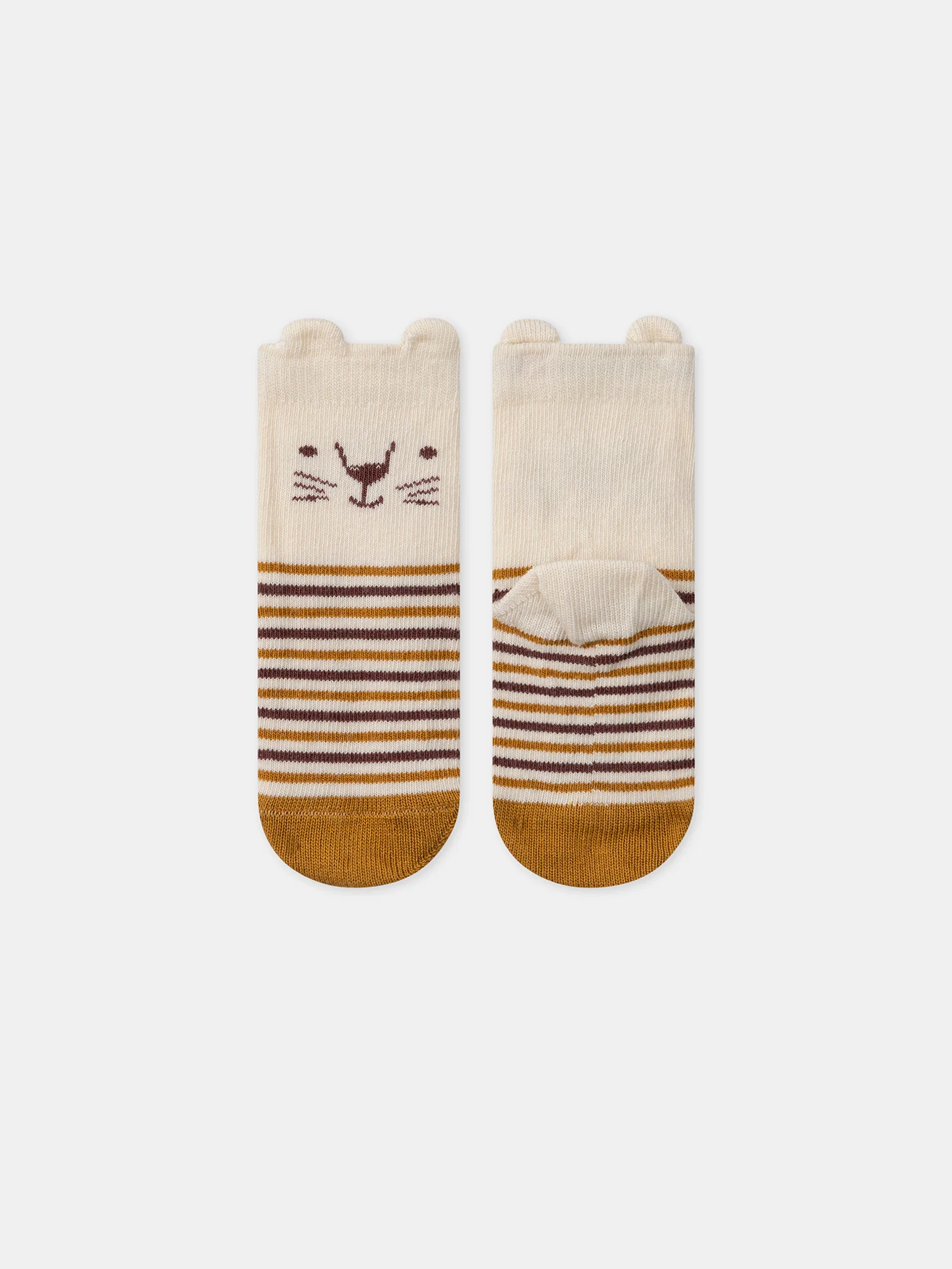 Chaussettes rayées avec visage de lion - Image 3