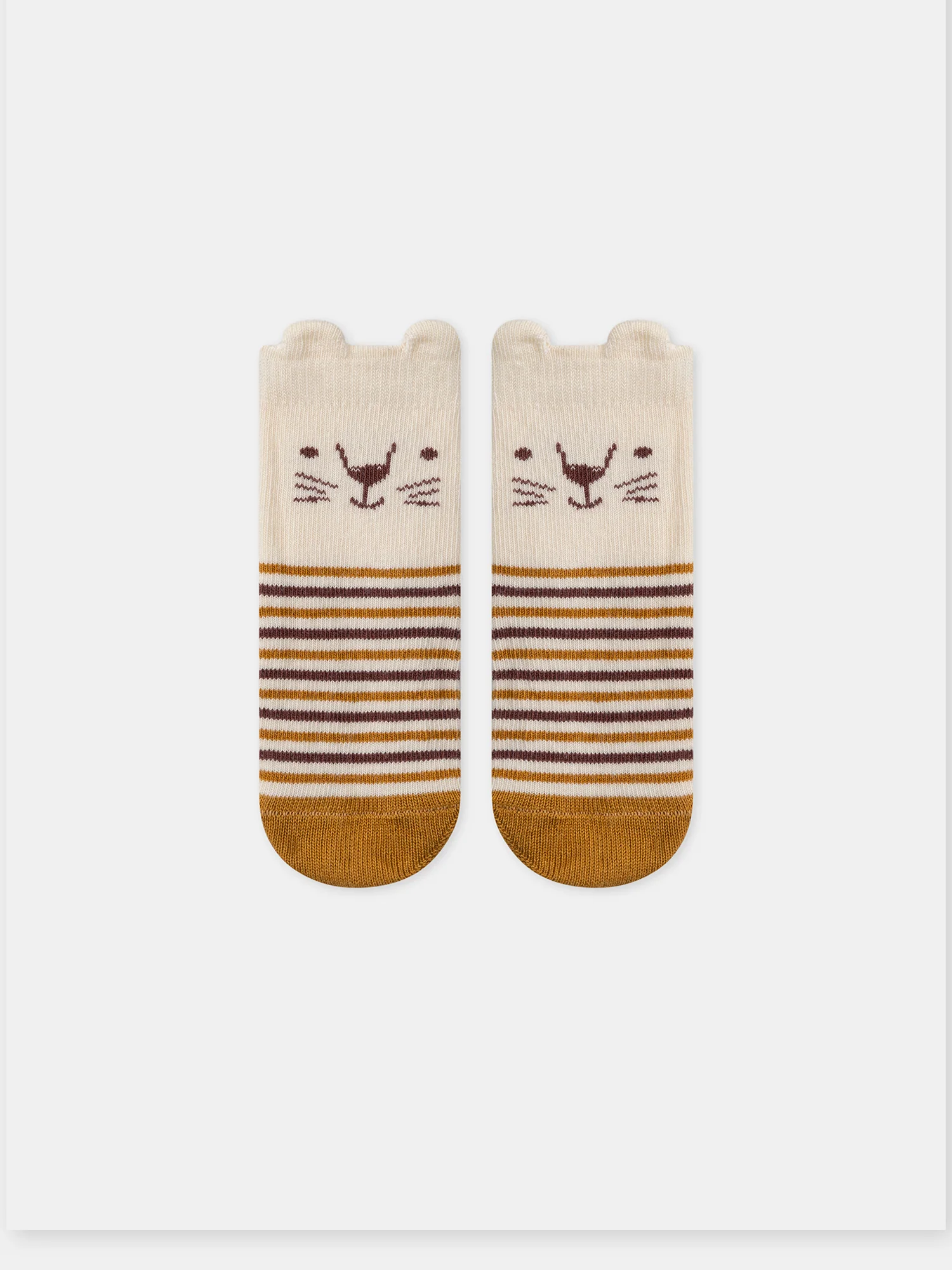 Chaussettes rayées avec visage de lion - Image 4