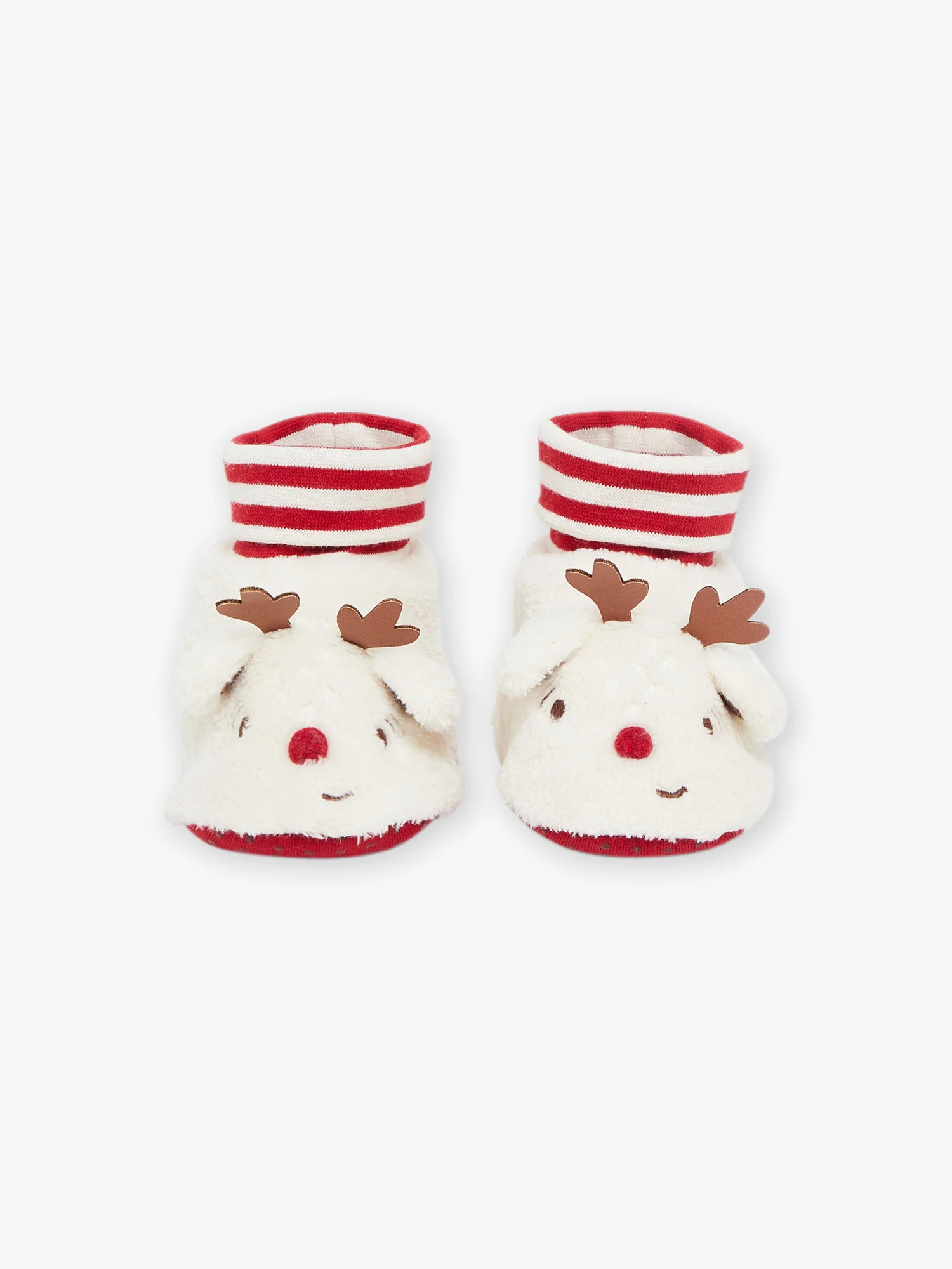 Chaussons beiges à animation 3D renne de Noël - Image 3