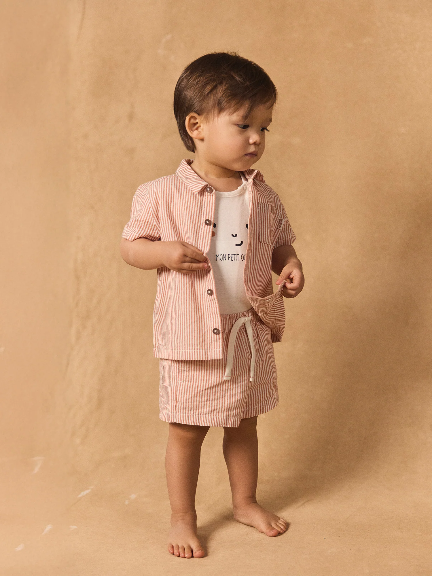 Chemise à rayures oranges et manches courtes Bébé Garçon - Image 5