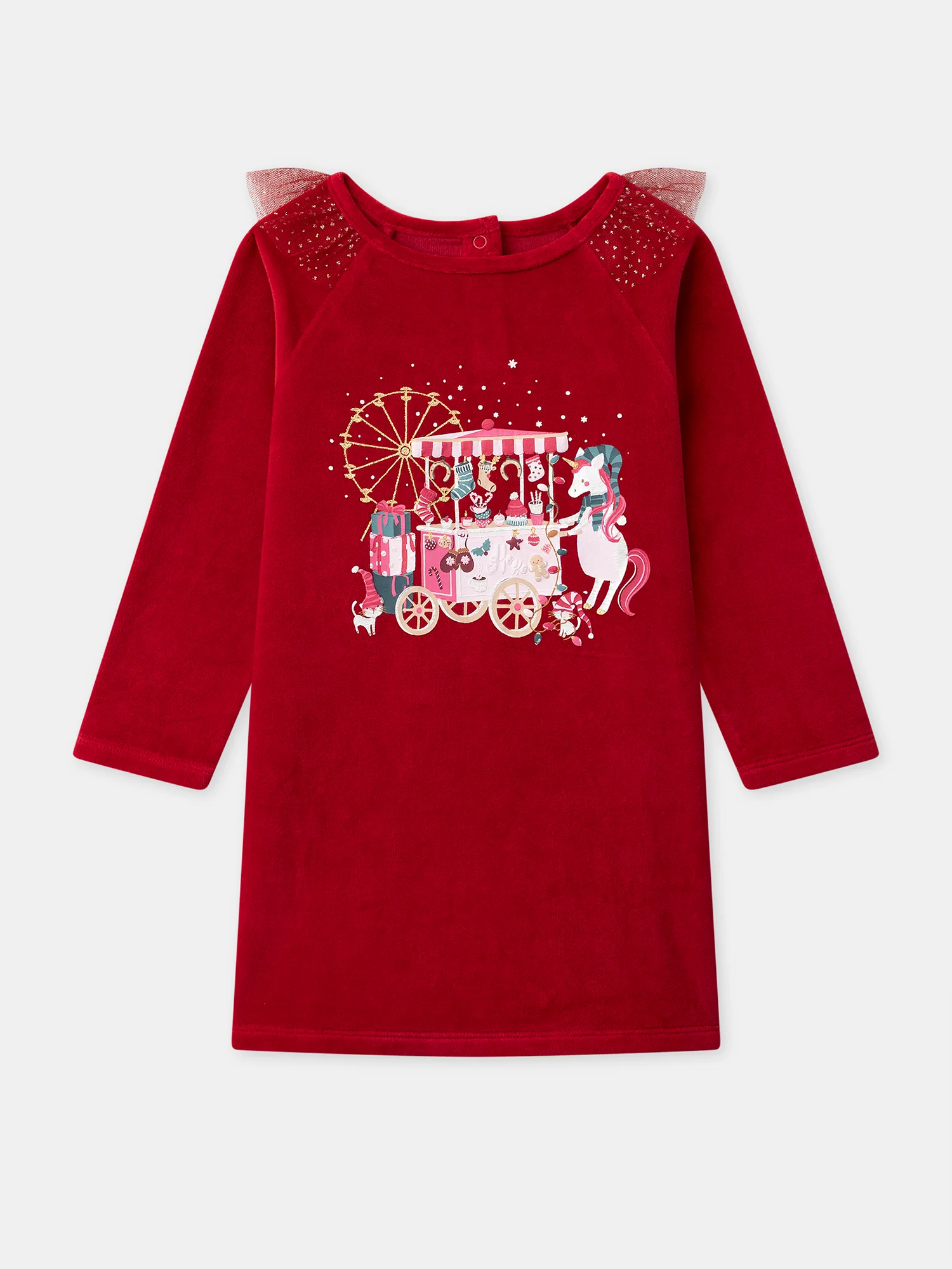 Chemise de nuit rouge et rose à motifs Noël Fille - Image 2