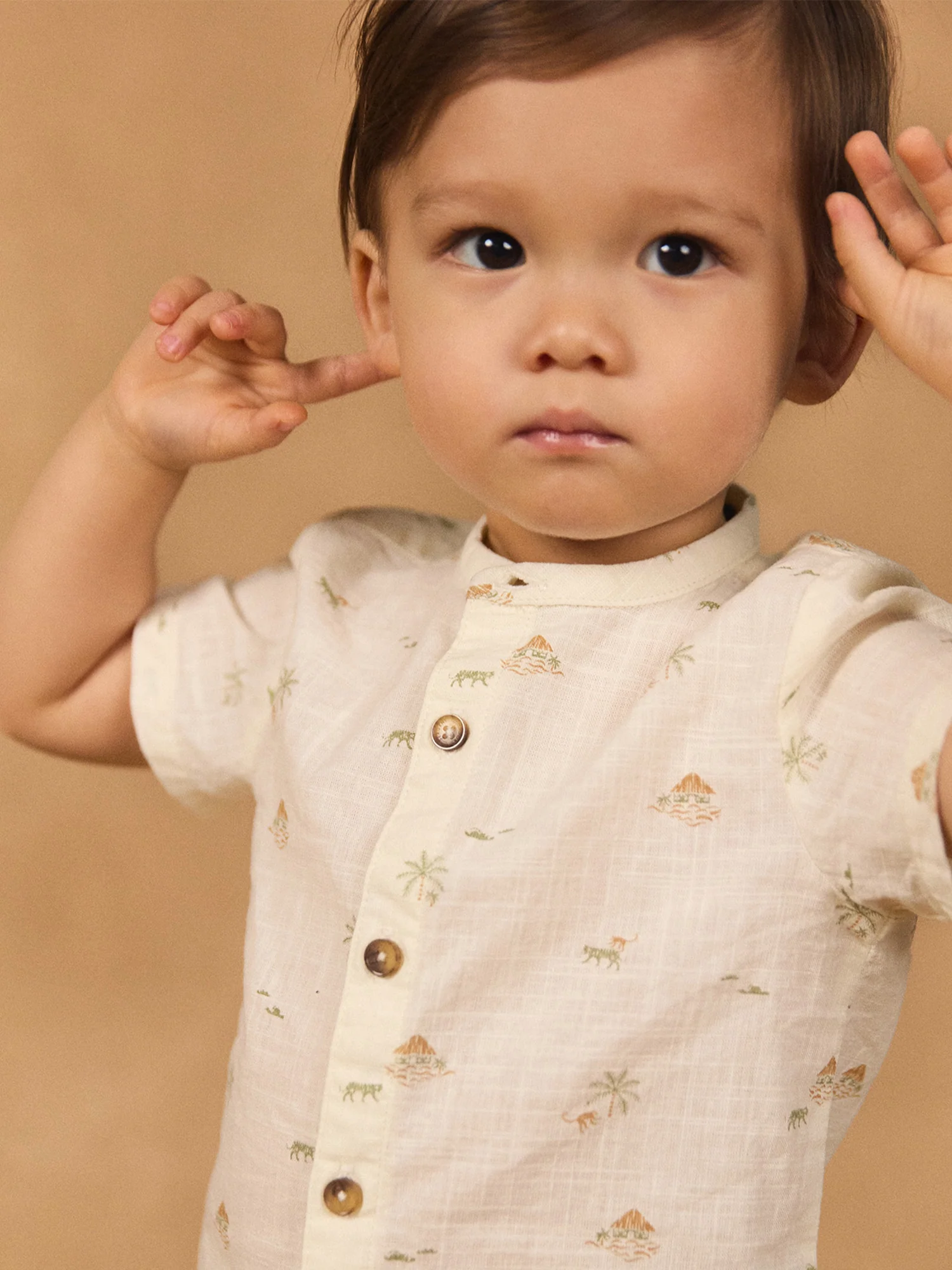 Chemise ivoire à manches courtes Bébé Garçon - Image 3