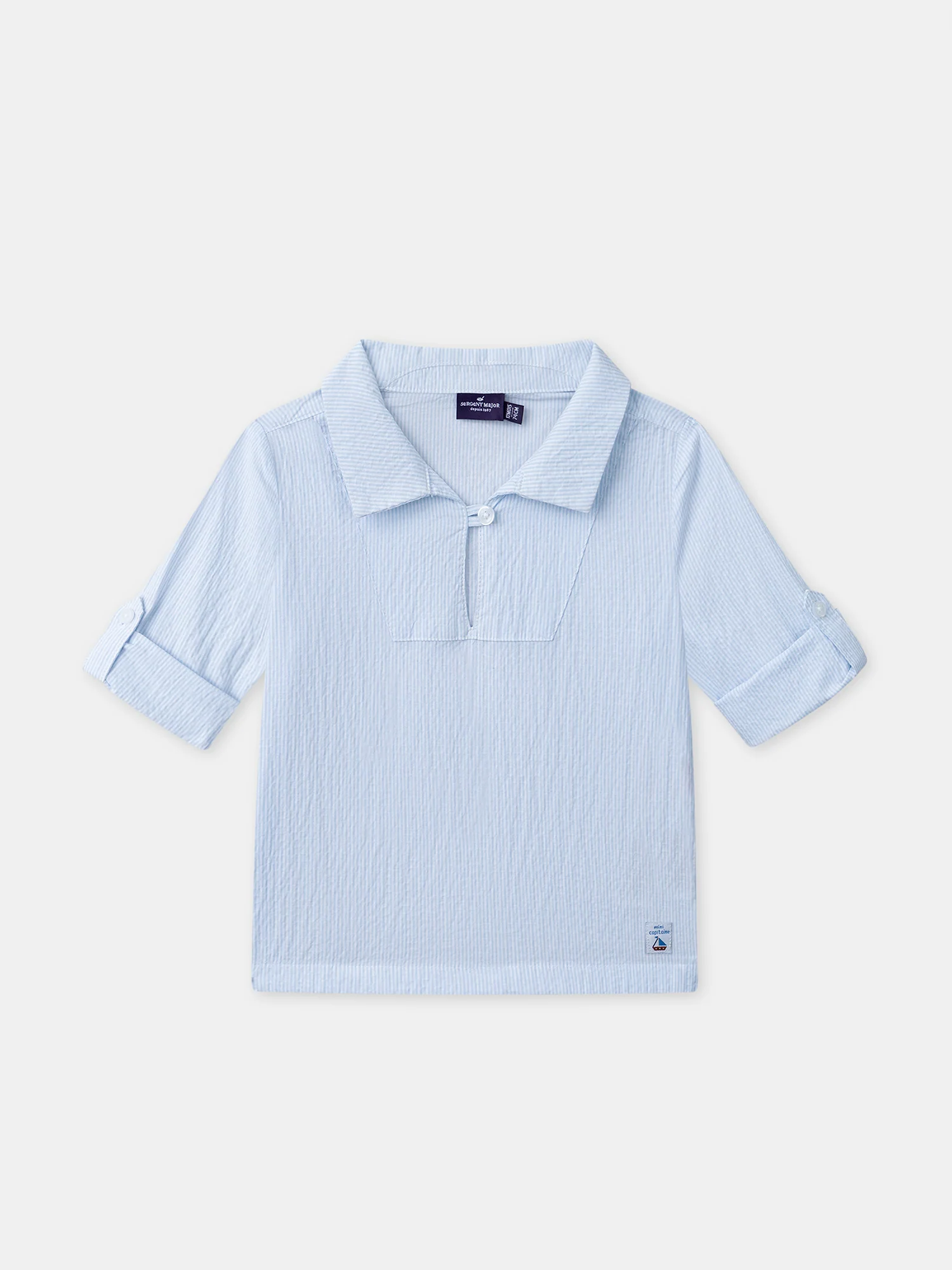 Chemise rayée bleu ciel et écru Bébé Garçon - Image 4