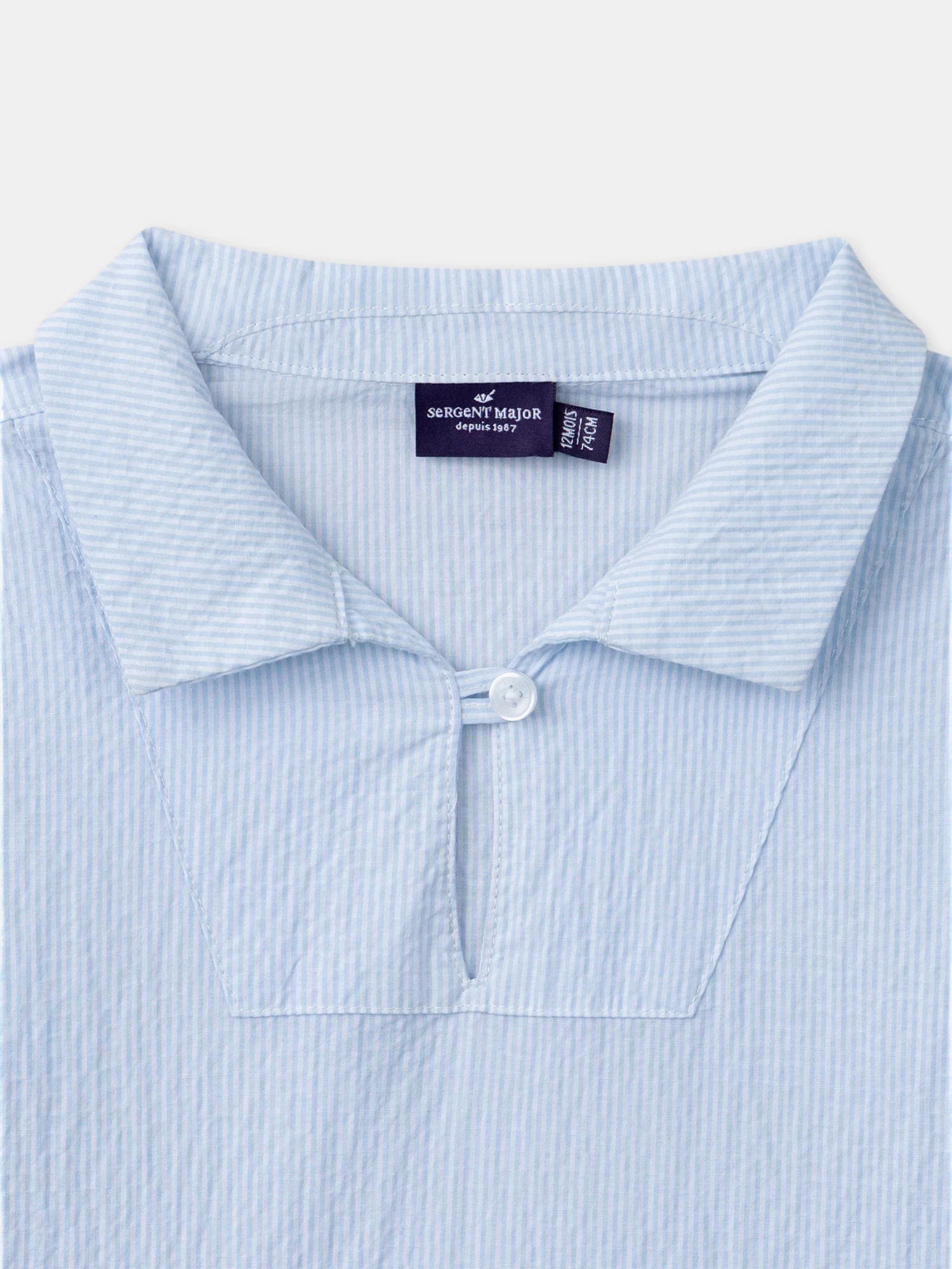 Chemise rayée bleu ciel et écru Bébé Garçon - Image 5