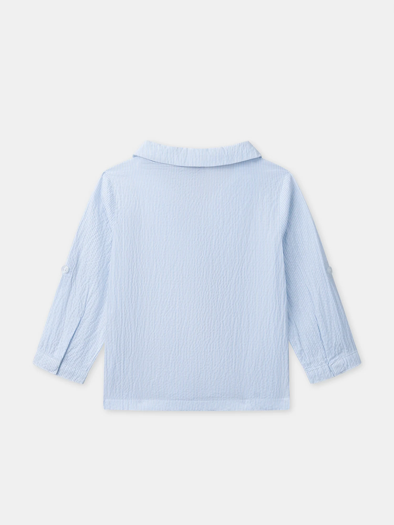 Chemise rayée bleu ciel et écru Bébé Garçon - Image 6