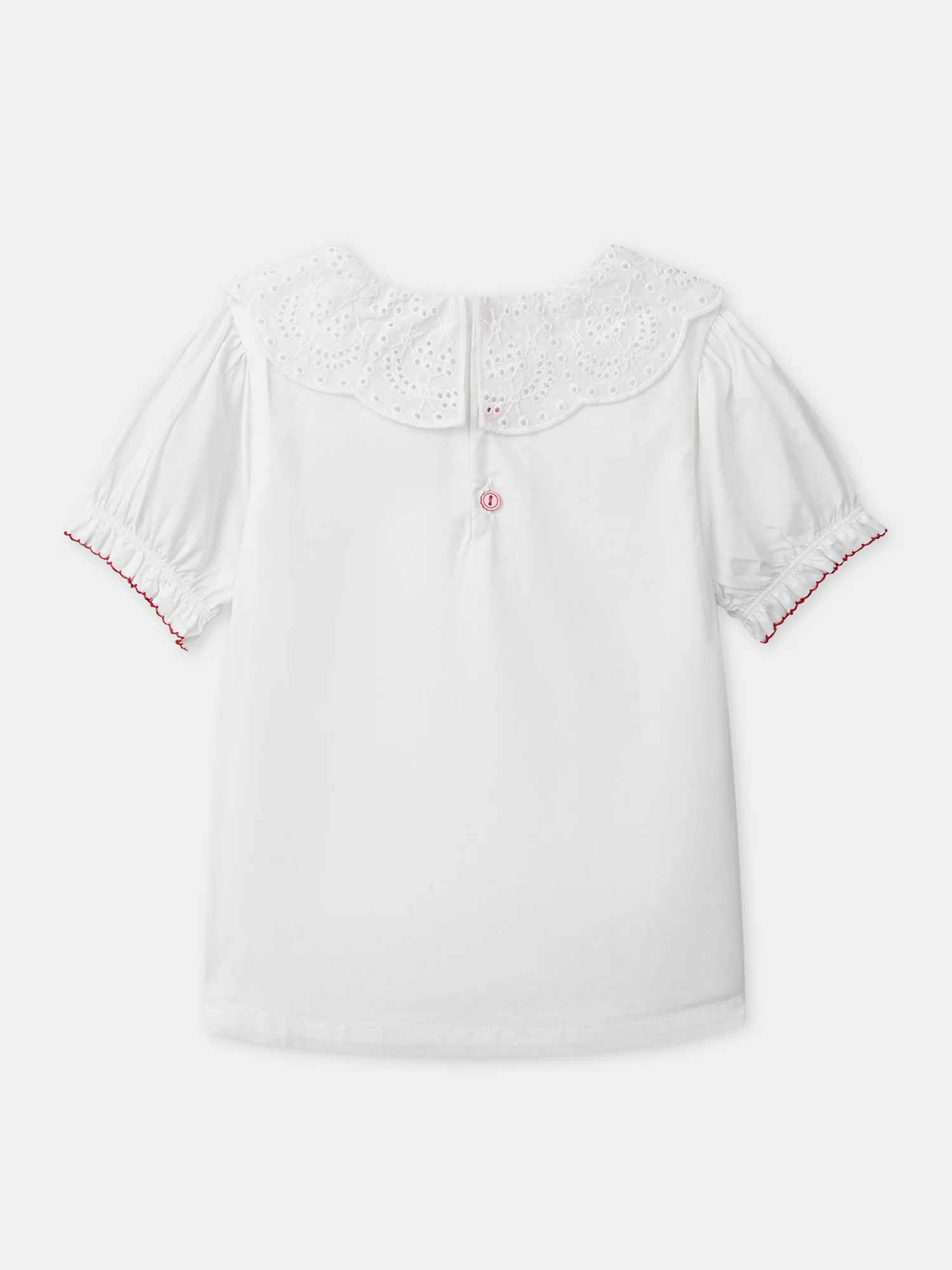Blouse blanche à col noué et manches bouffantes Fille - Image 6