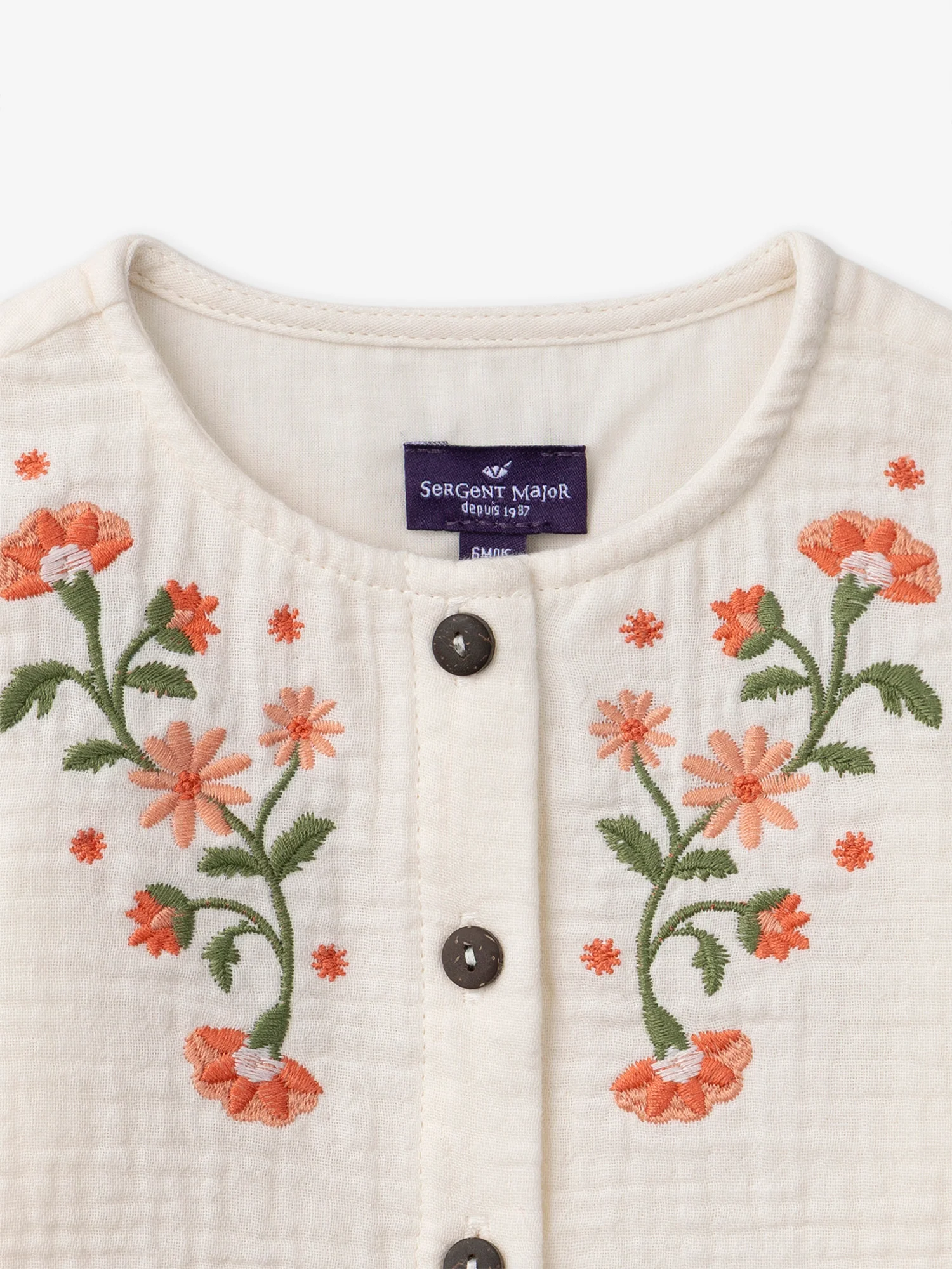 Chemise écrue à broderies fleurs Bébé Fille - Image 5
