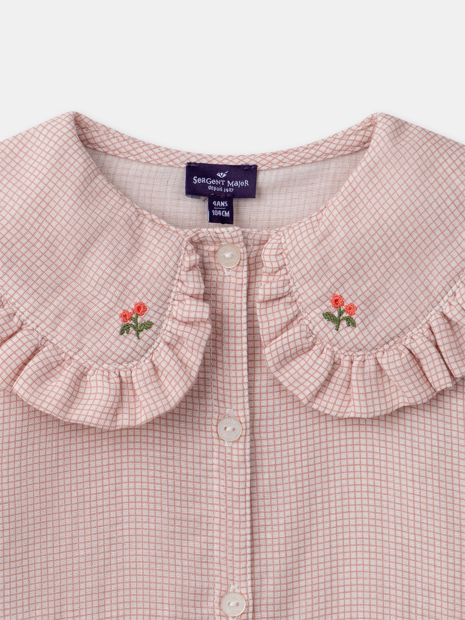 Chemisier à petit carreaux rose Fille - Image 5