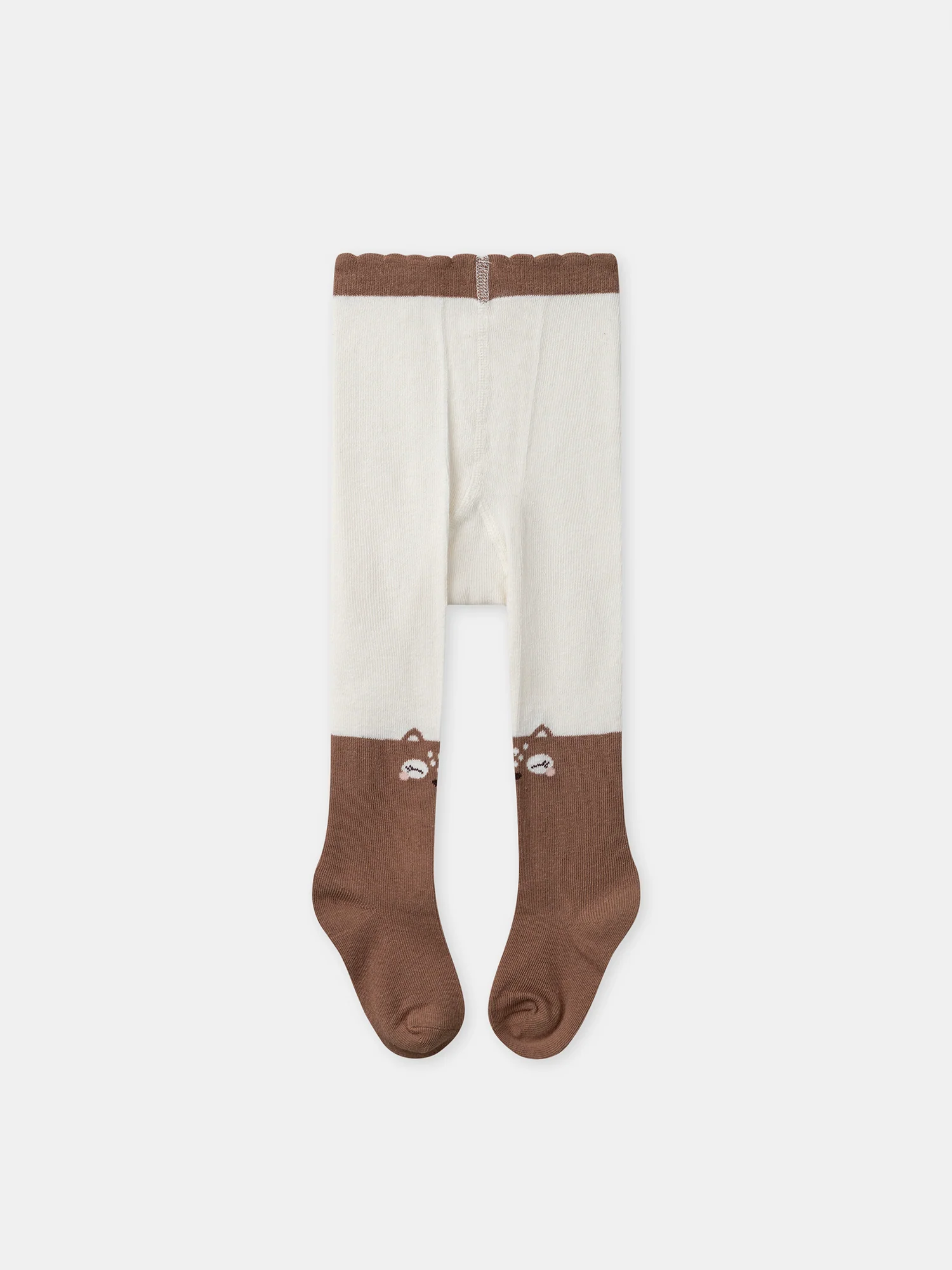 Lot de 2 collants beige uni ou écru et marron Bébé Fille - Image 3