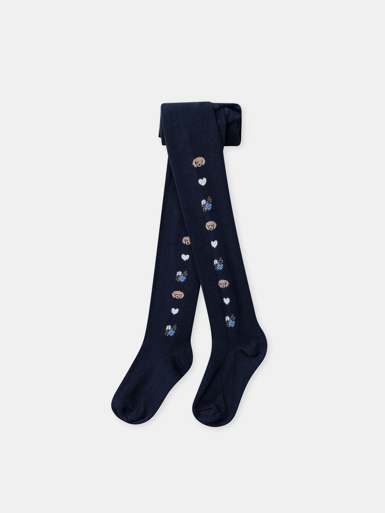 Collant bleu foncé avec chien et coeur Fille - Image 4