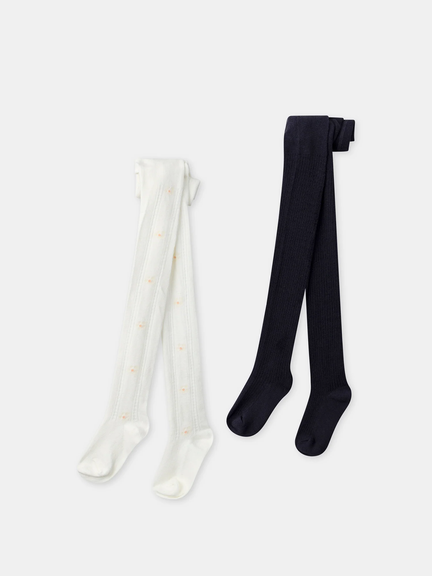 Lot de 2 collants écru ou marron foncé Fille