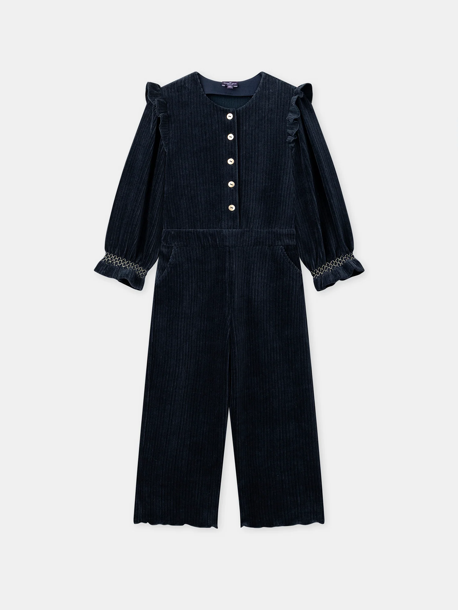 Combinaison Noël bleue marine en velours Fille
