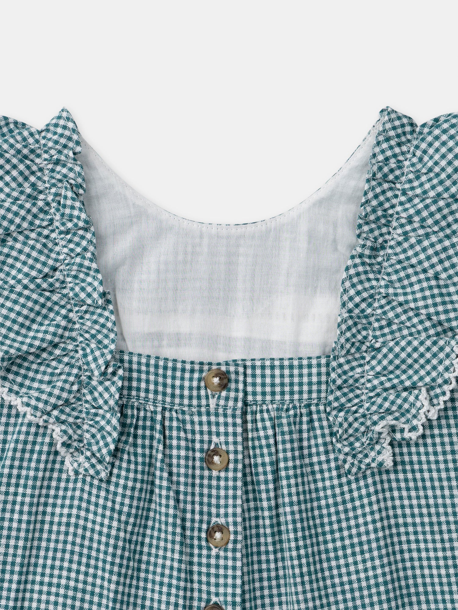 Combishort vichy bleu et écru Bébé Fille - Image 3