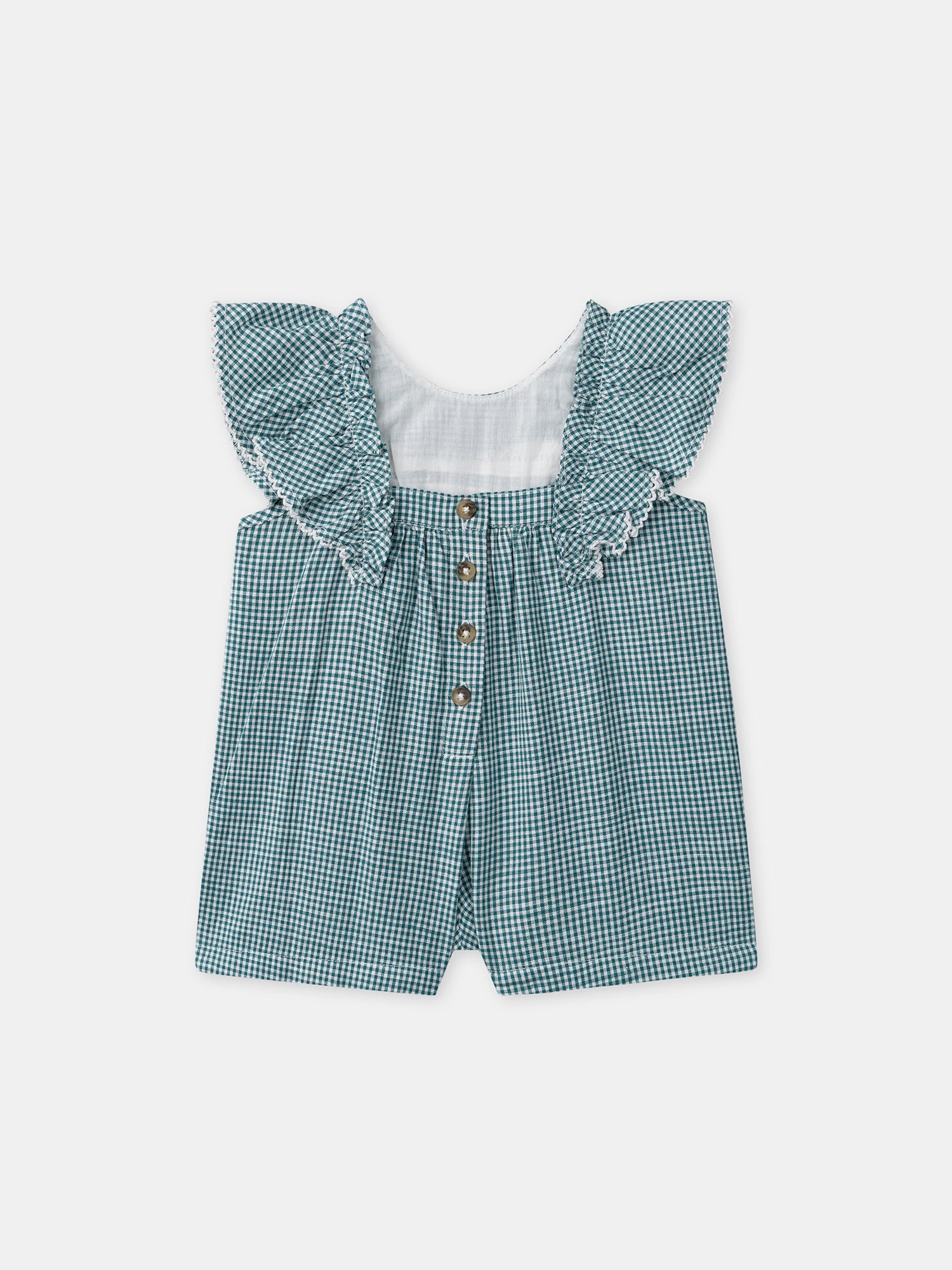 Combishort vichy bleu et écru Bébé Fille - Image 5