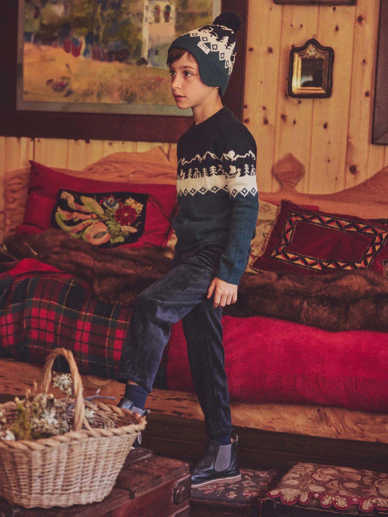 Pantalon bleu marine en velours Garçon - Image 4