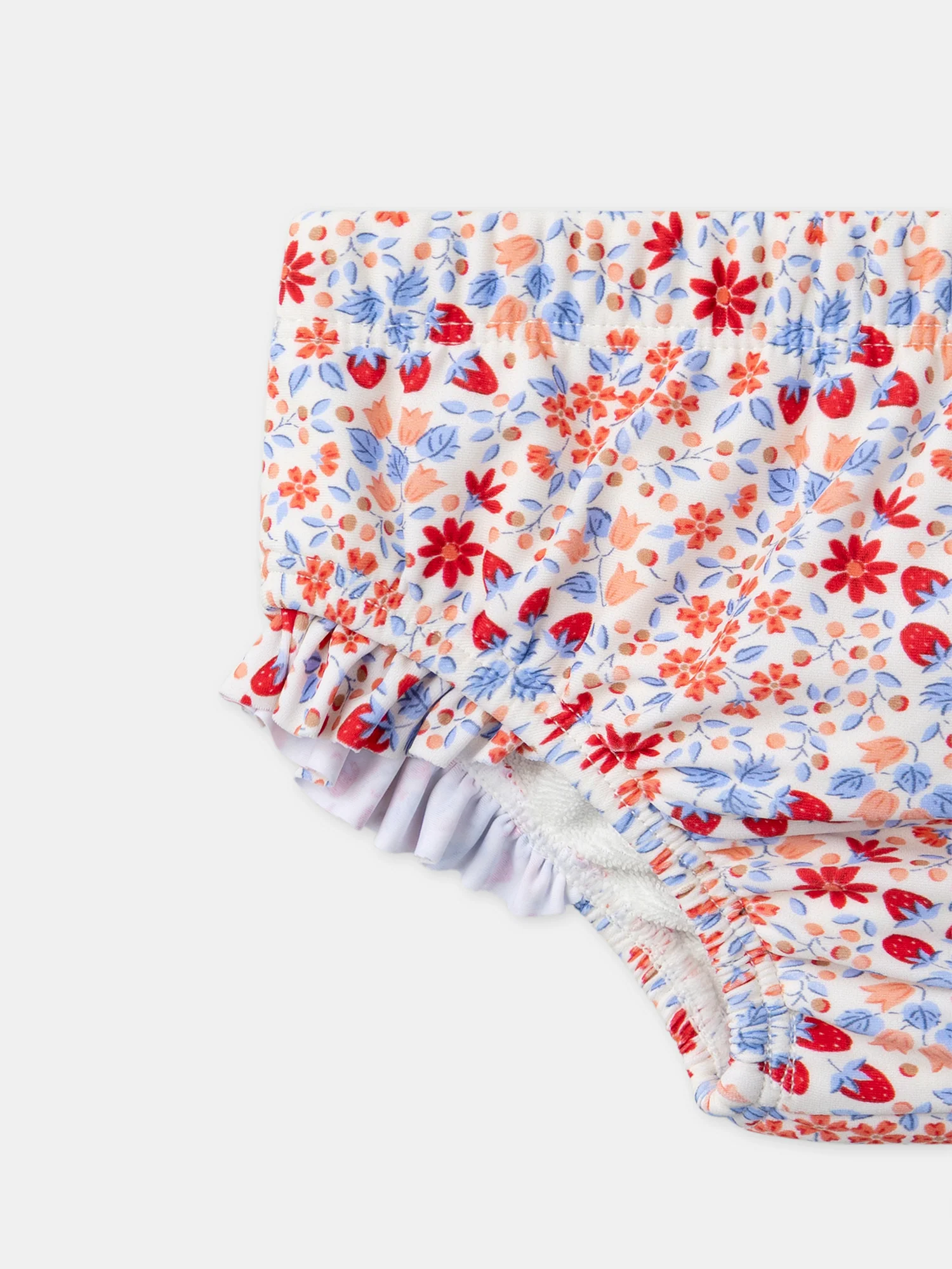 Couche de bain imprimé fraises et fleurs + couche intérieur Bébé Fille - Image 5