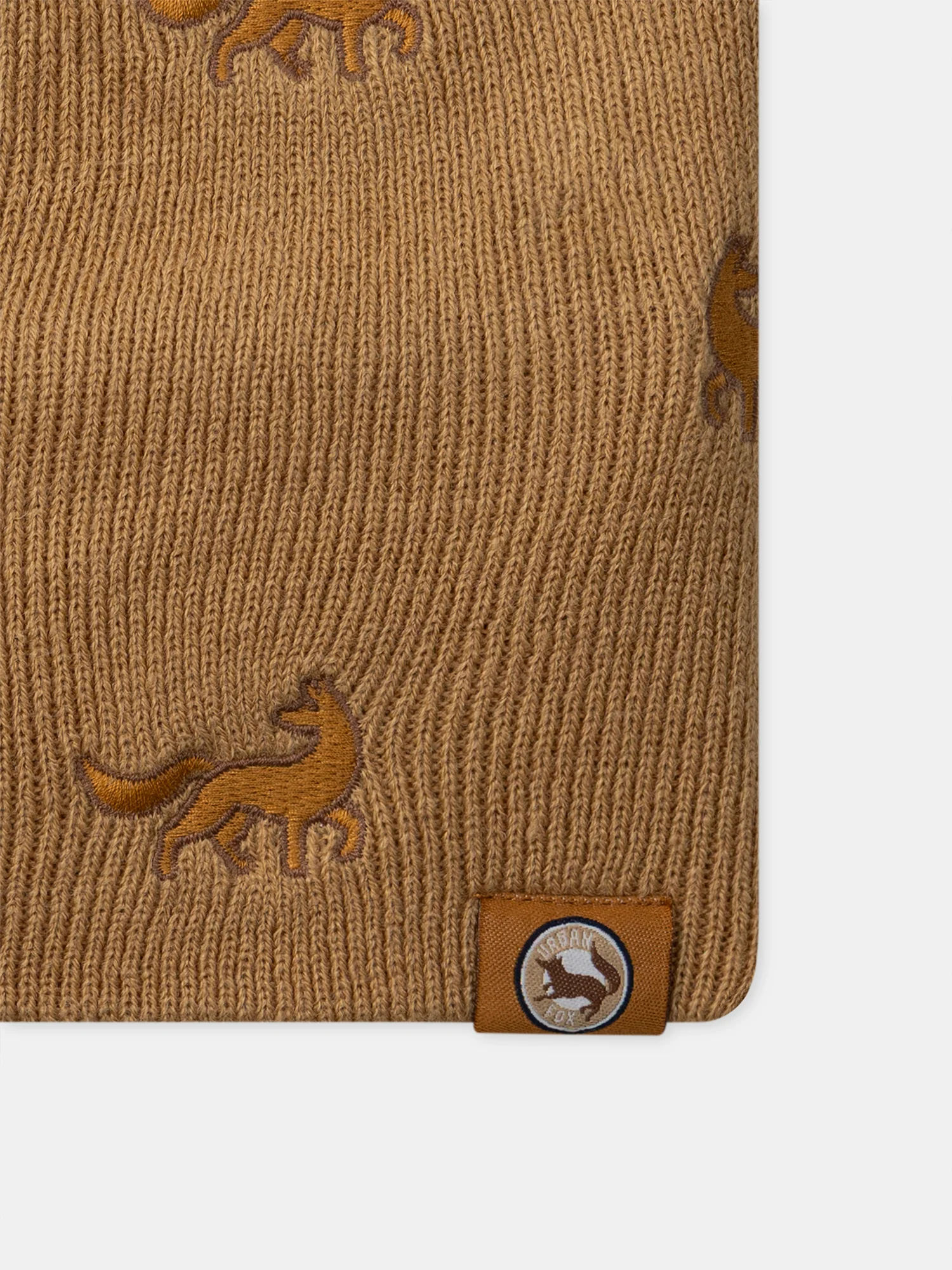 Écharpe marron en maille à broderie loup Garçon - Image 4