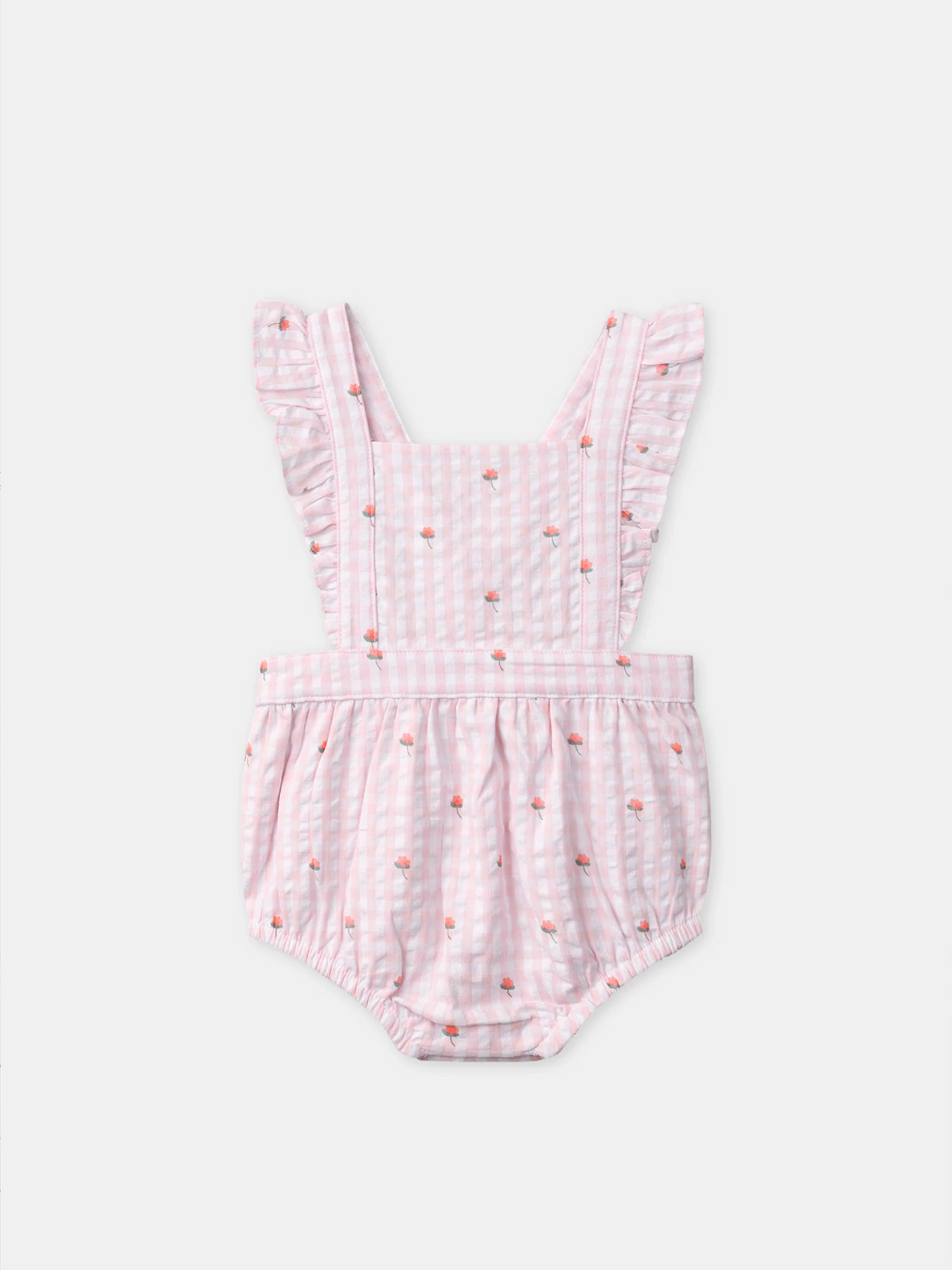 Ensemble barbotteuse vichy rose + body Naissance Fille - Image 6