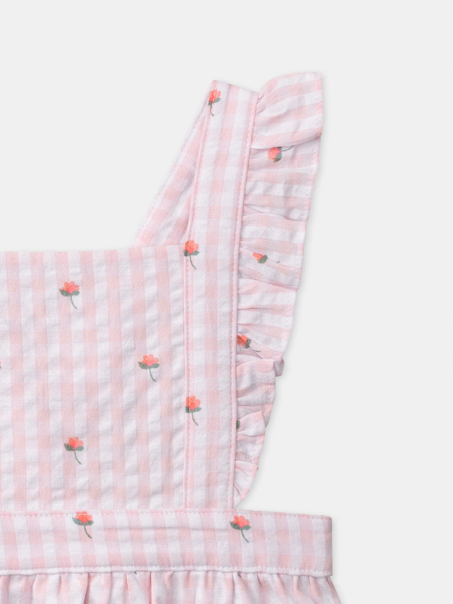 Ensemble barbotteuse vichy rose + body Naissance Fille - Image 7