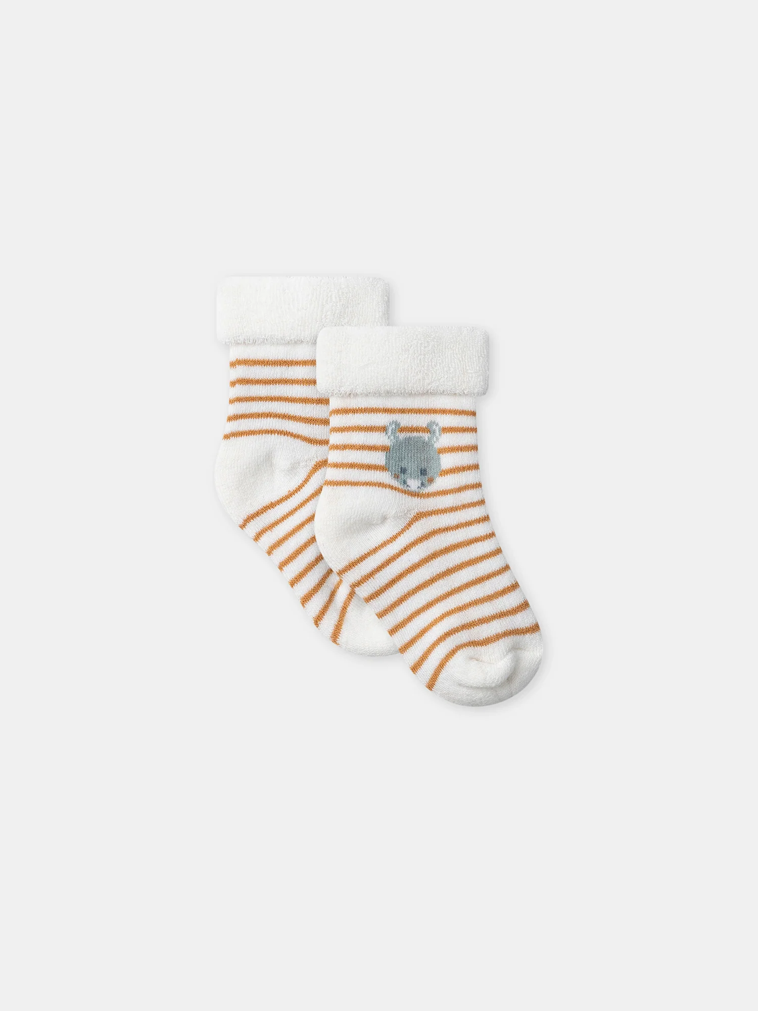 Ensemble salopette bleu grisée + body rayé + chaussettes Naissance Garçon - Image 10