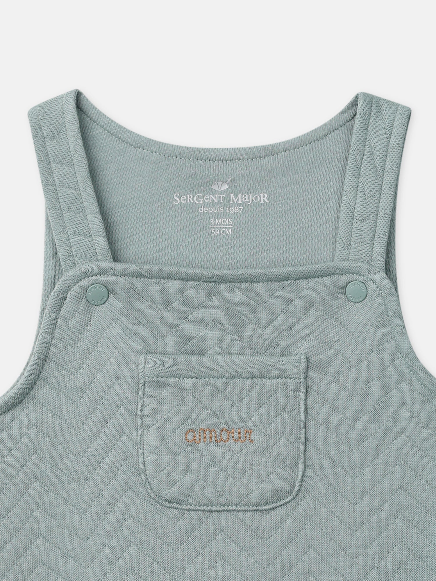 Ensemble salopette bleu grisée + body rayé + chaussettes Naissance Garçon - Image 6
