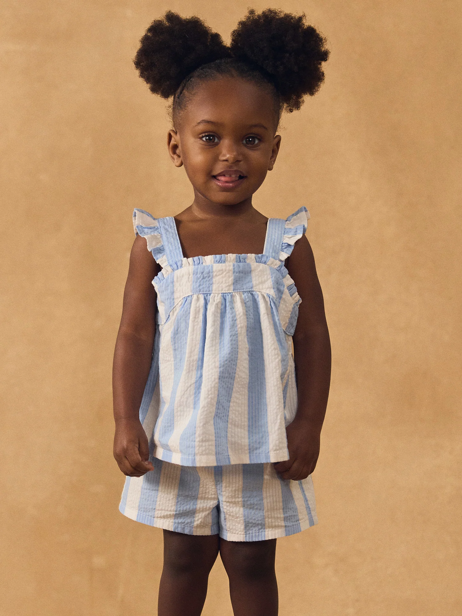Ensemble débardeur et short à rayures bleues Bébé Fille - Image 2