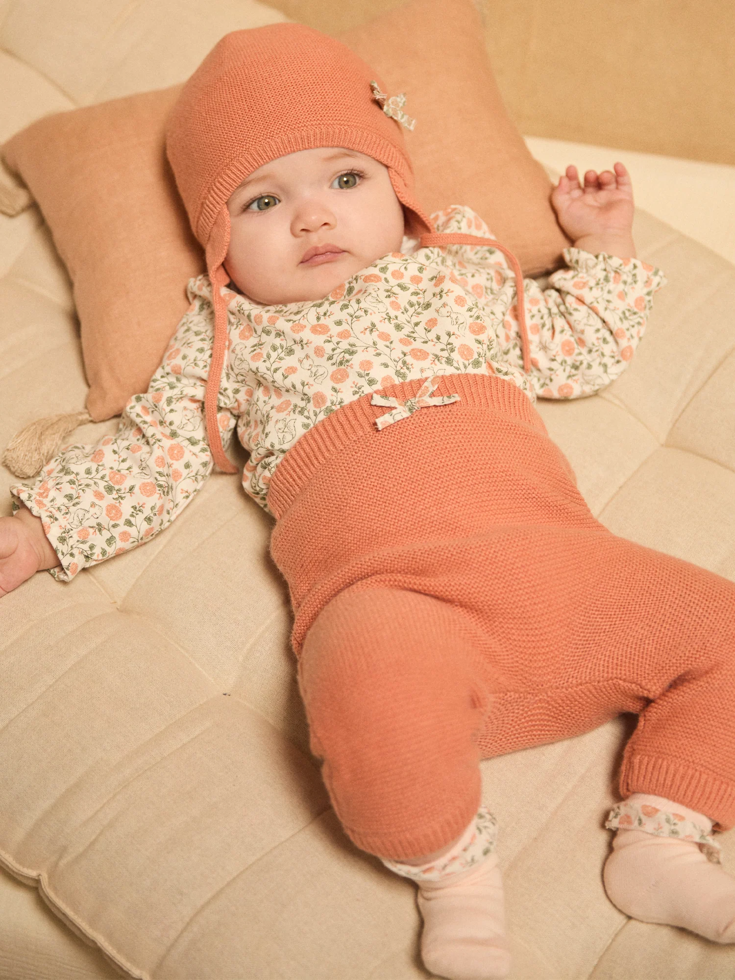Ensemble sweat imprimé fleuri + legging + chaussettes Naissance Fille - Image 6