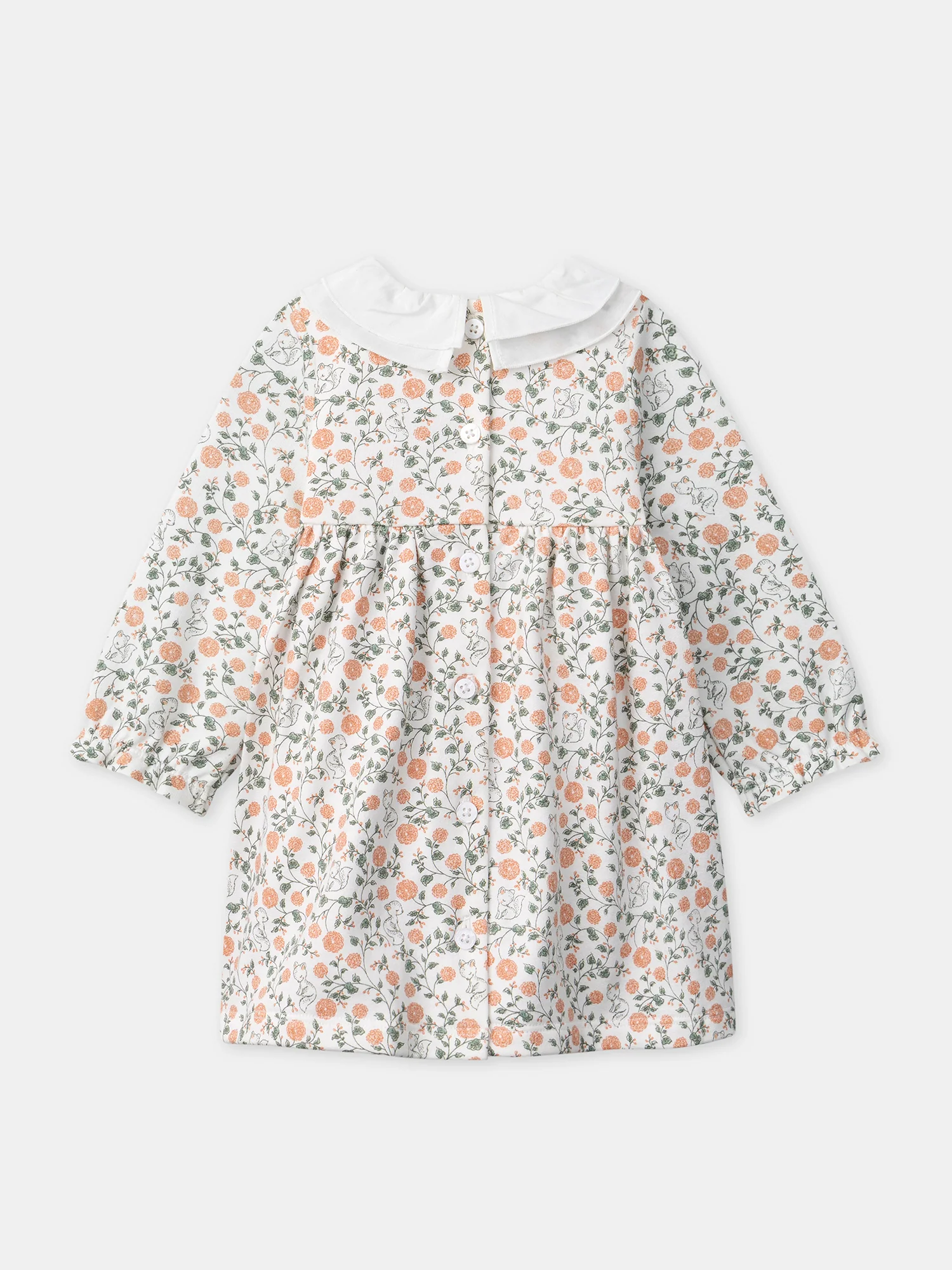 Ensemble robe imprimé fleuri + gilet + collant Naissance Fille - Image 12