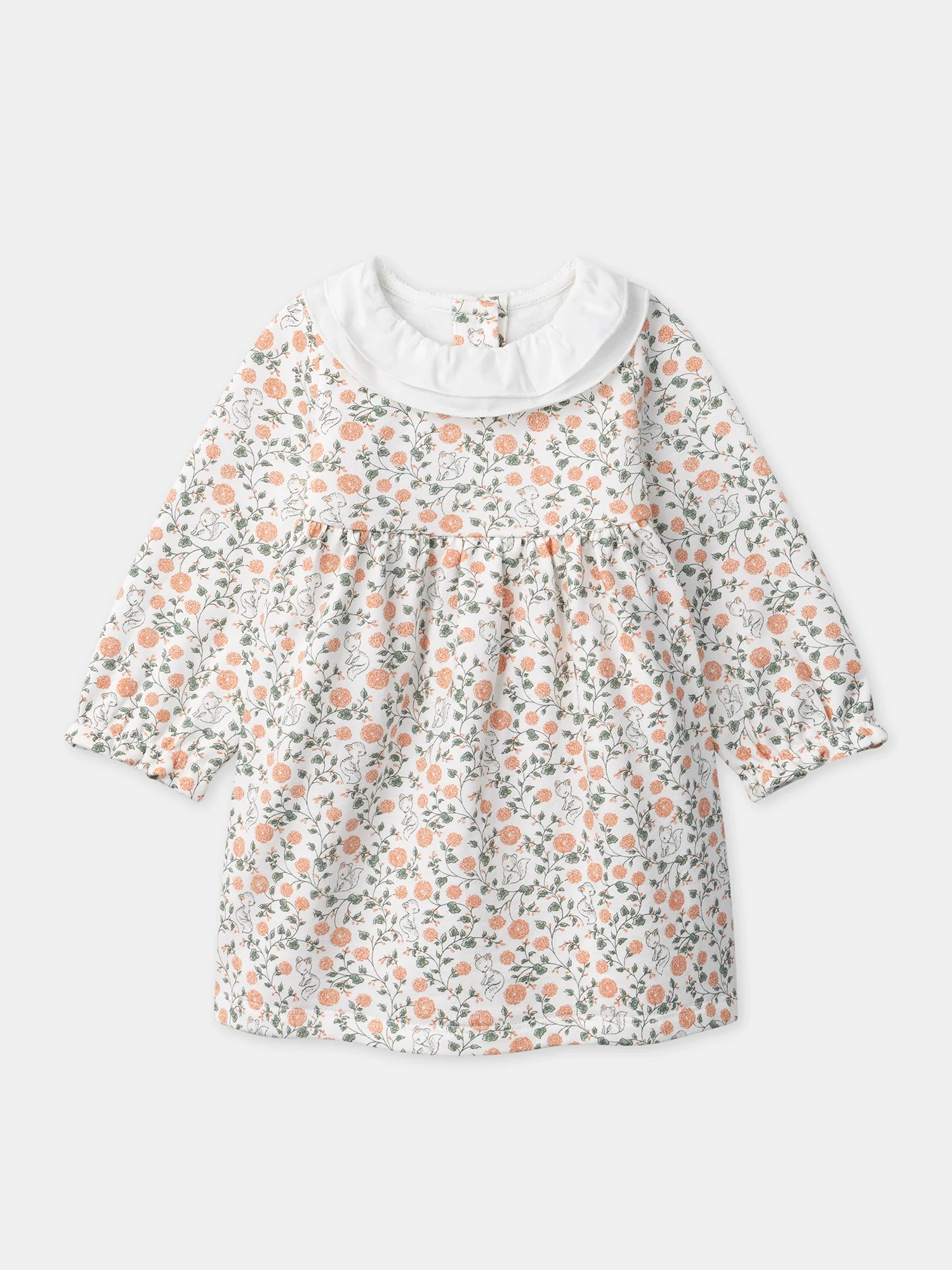 Ensemble robe imprimé fleuri + gilet + collant Naissance Fille - Image 9