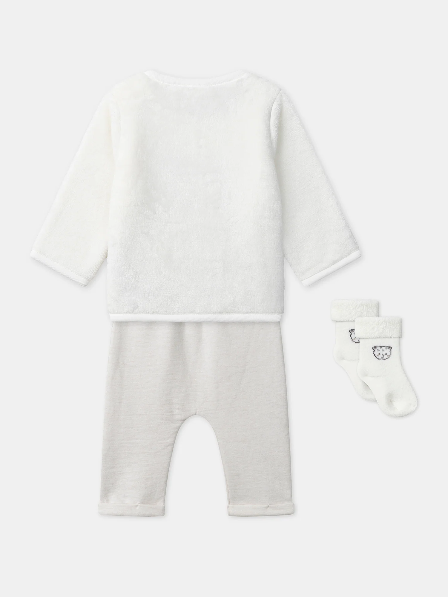 Ensemble Ensemble sweat blanc + pantalon + chaussettes Naissance Mixte - Image 11